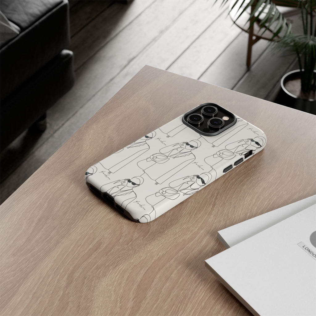 Fashion Sketch Phone Case — Minimalist Chic Designer Pattern
