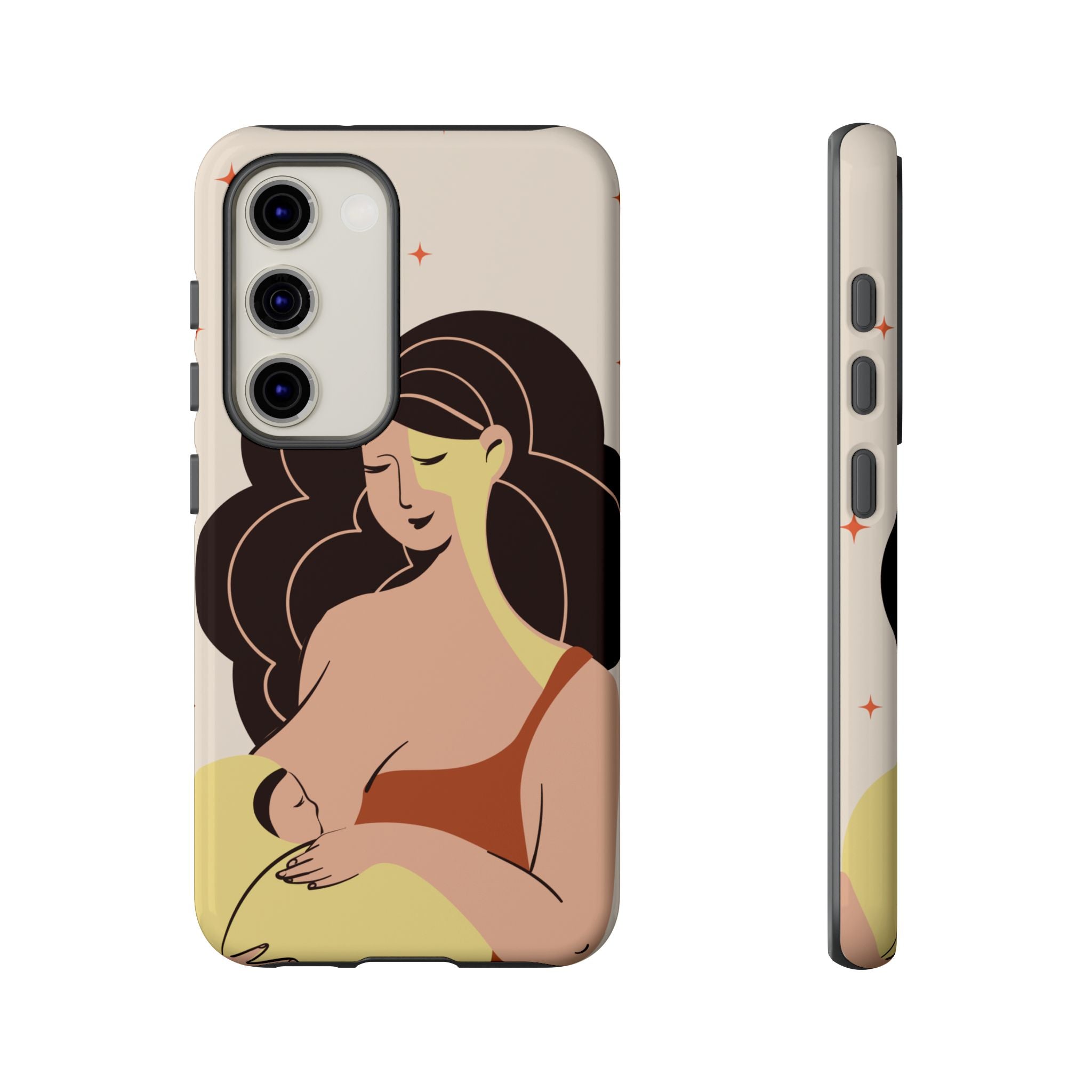 Mother Nursing Baby Illustration, Soft Pastel Mom & Child Protective Cover