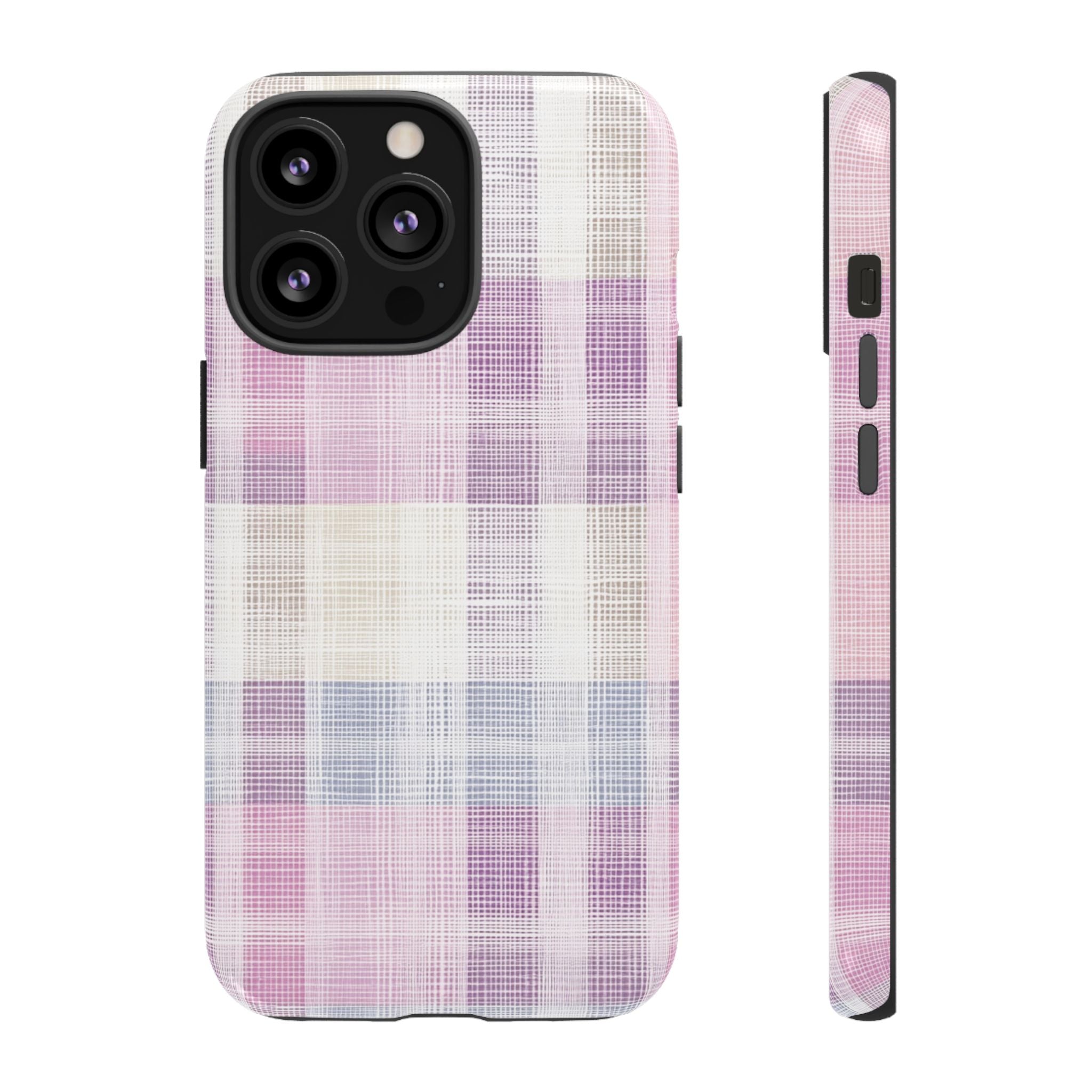 Pink Plaid Phone Case, Trendy Accessories, Birthday, Everyday Use, Tough Cases