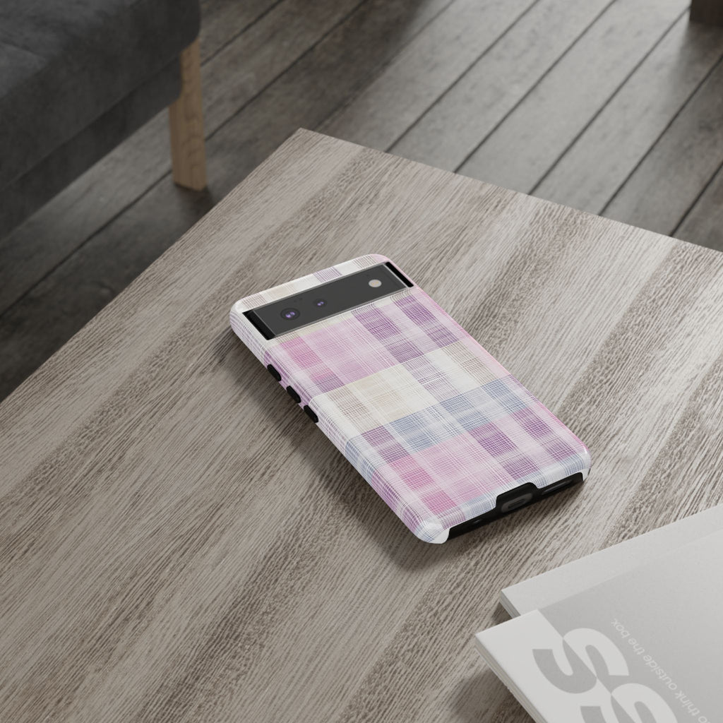Pink Plaid Phone Case, Trendy Accessories, Birthday, Everyday Use, Tough Cases