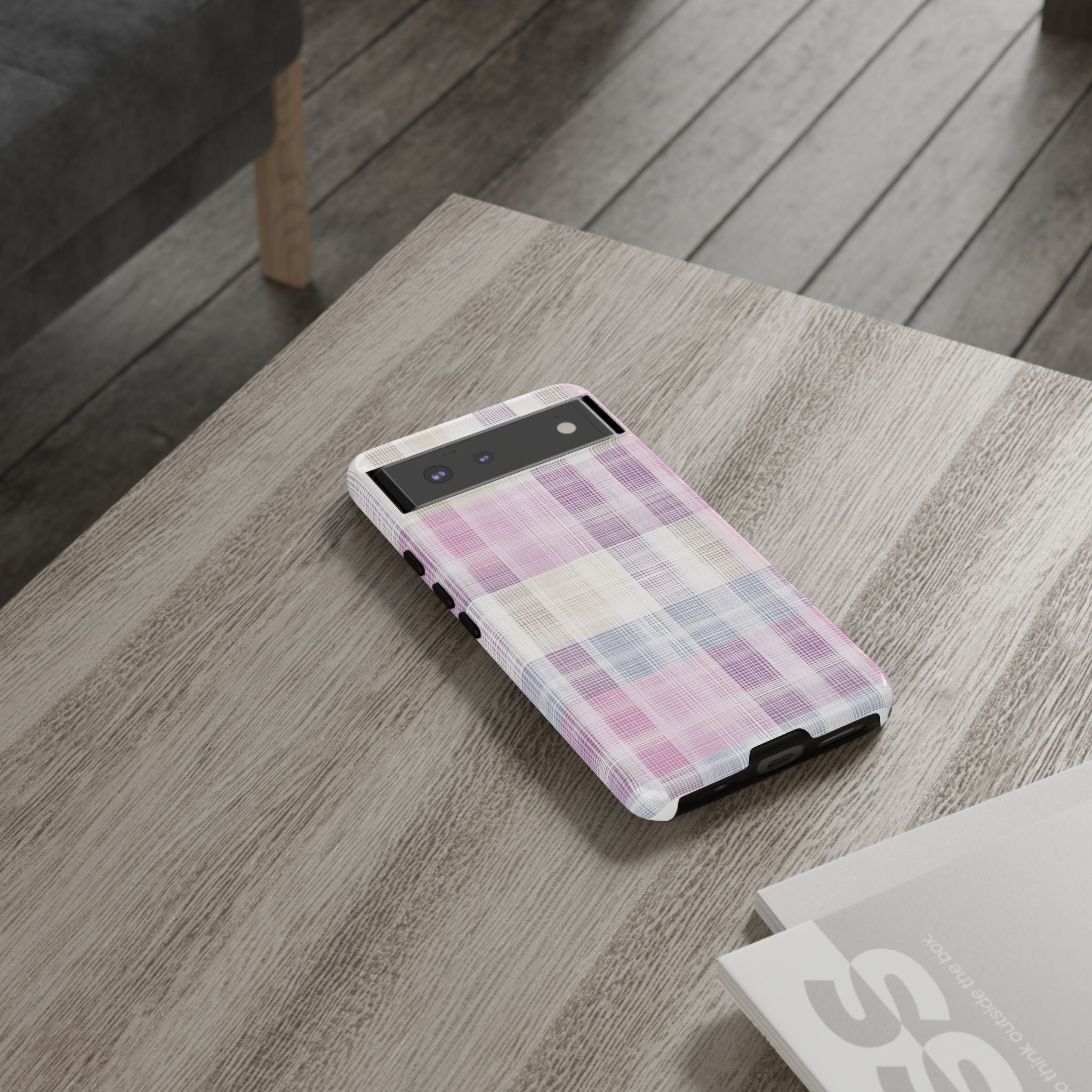Pink Plaid Phone Case, Trendy Accessories, Birthday, Everyday Use, Tough Cases