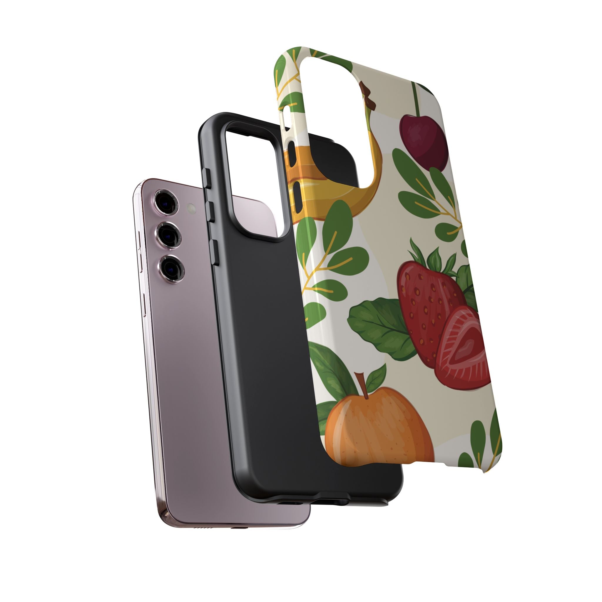 Fruit Pattern Tough Case — Floral Strawberry & Banana Phone Cover