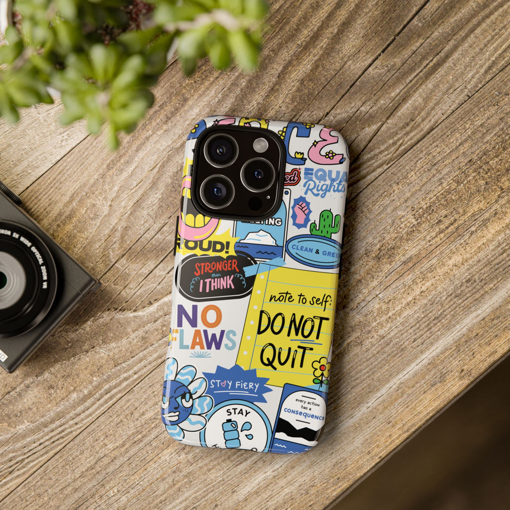 Sticker Collage Phone Case — Motivational "Do Not Quit" Protective Cover