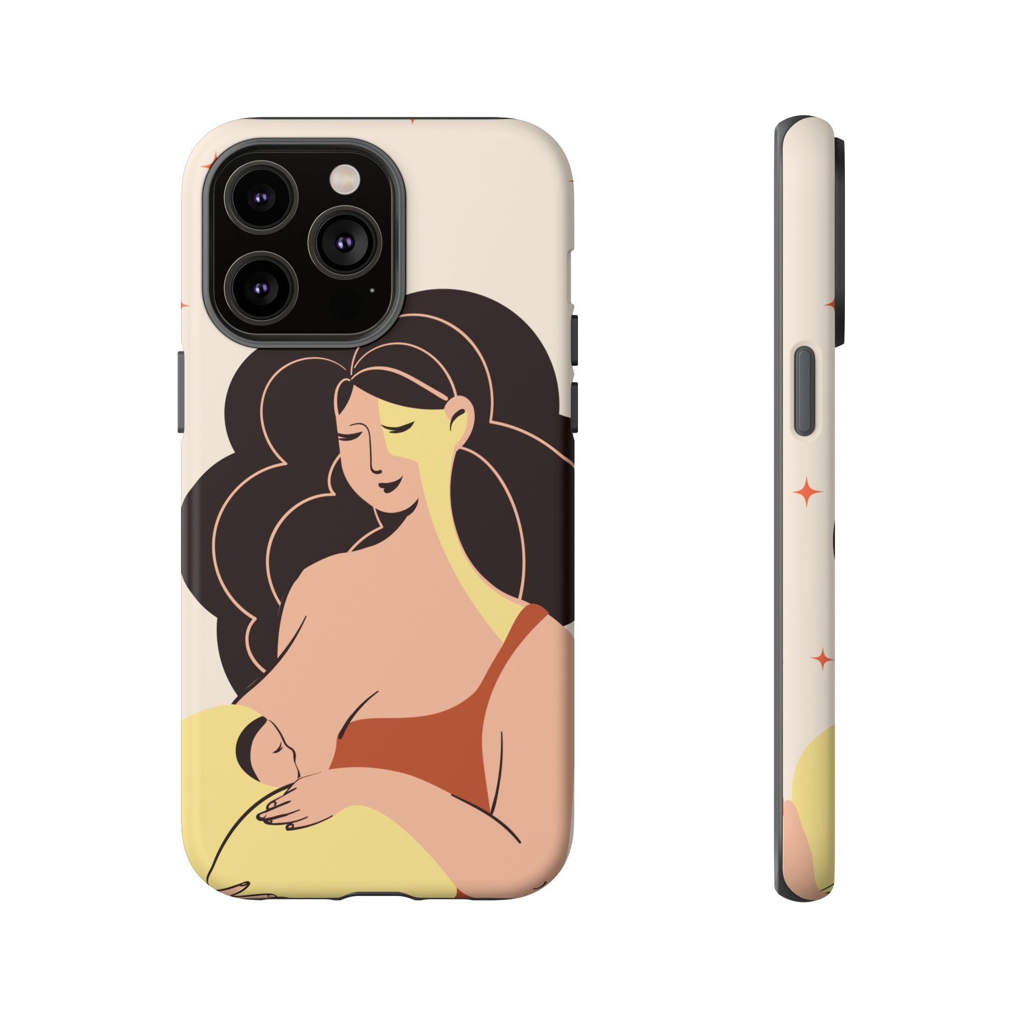 Mother Nursing Baby Illustration, Soft Pastel Mom & Child Protective Cover