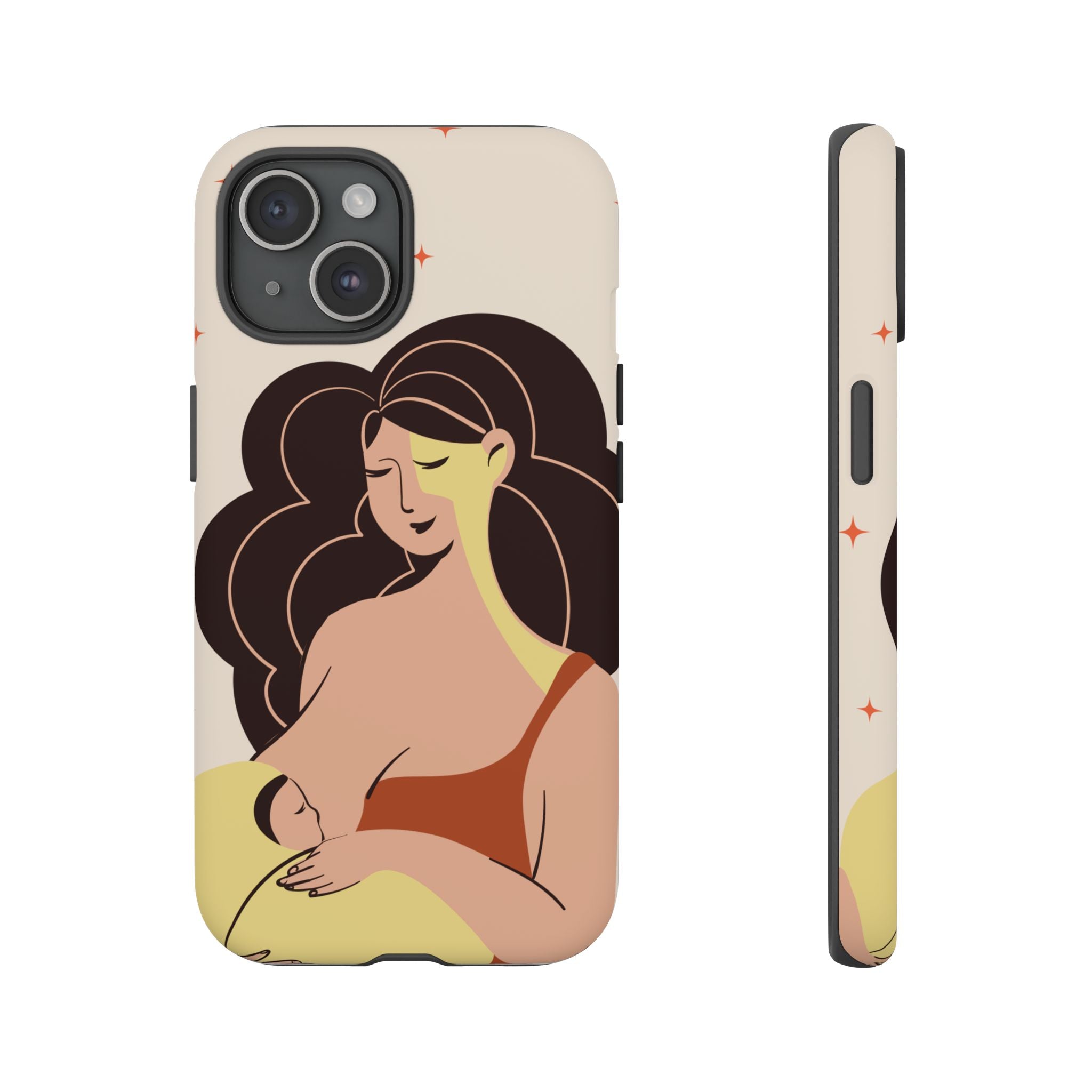 Mother Nursing Baby Illustration, Soft Pastel Mom & Child Protective Cover