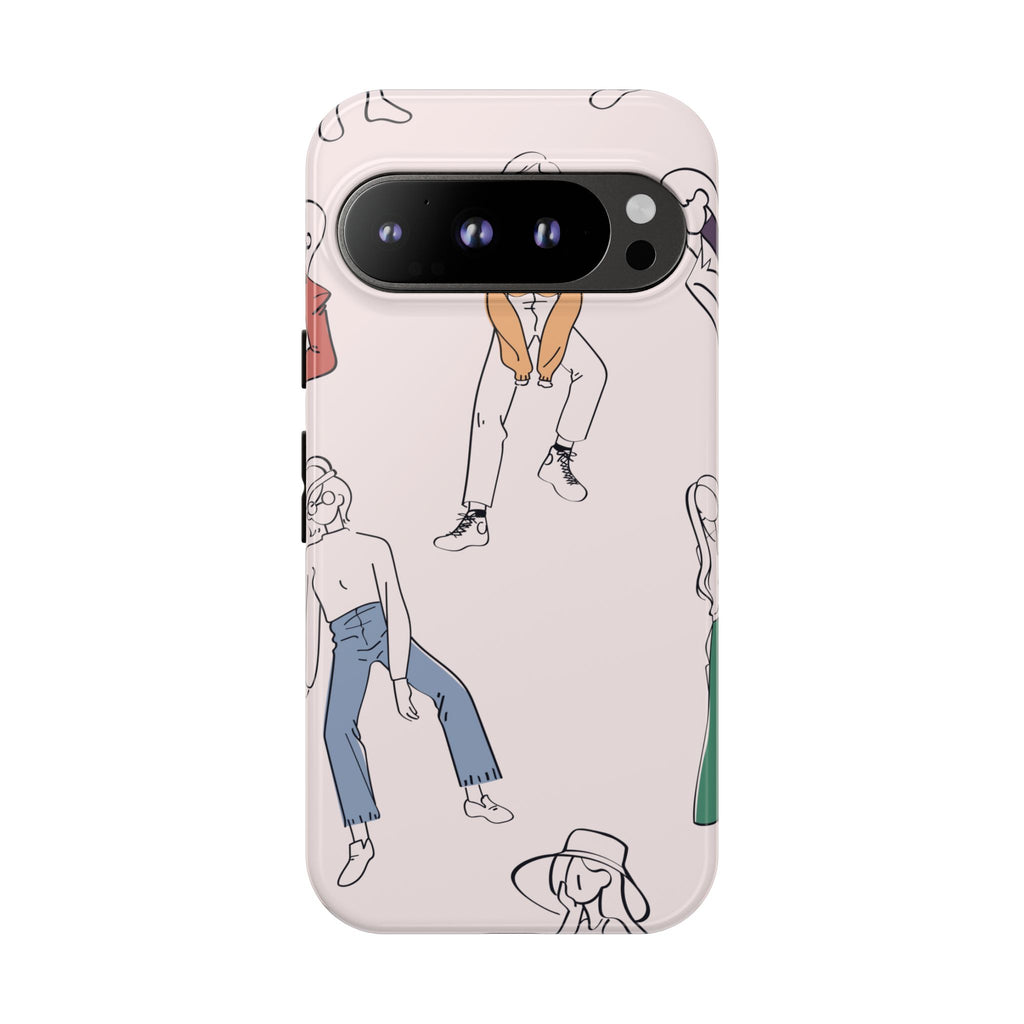 Dancing Women Pattern Phone Case — Chic Pastel Protective Phone Cover