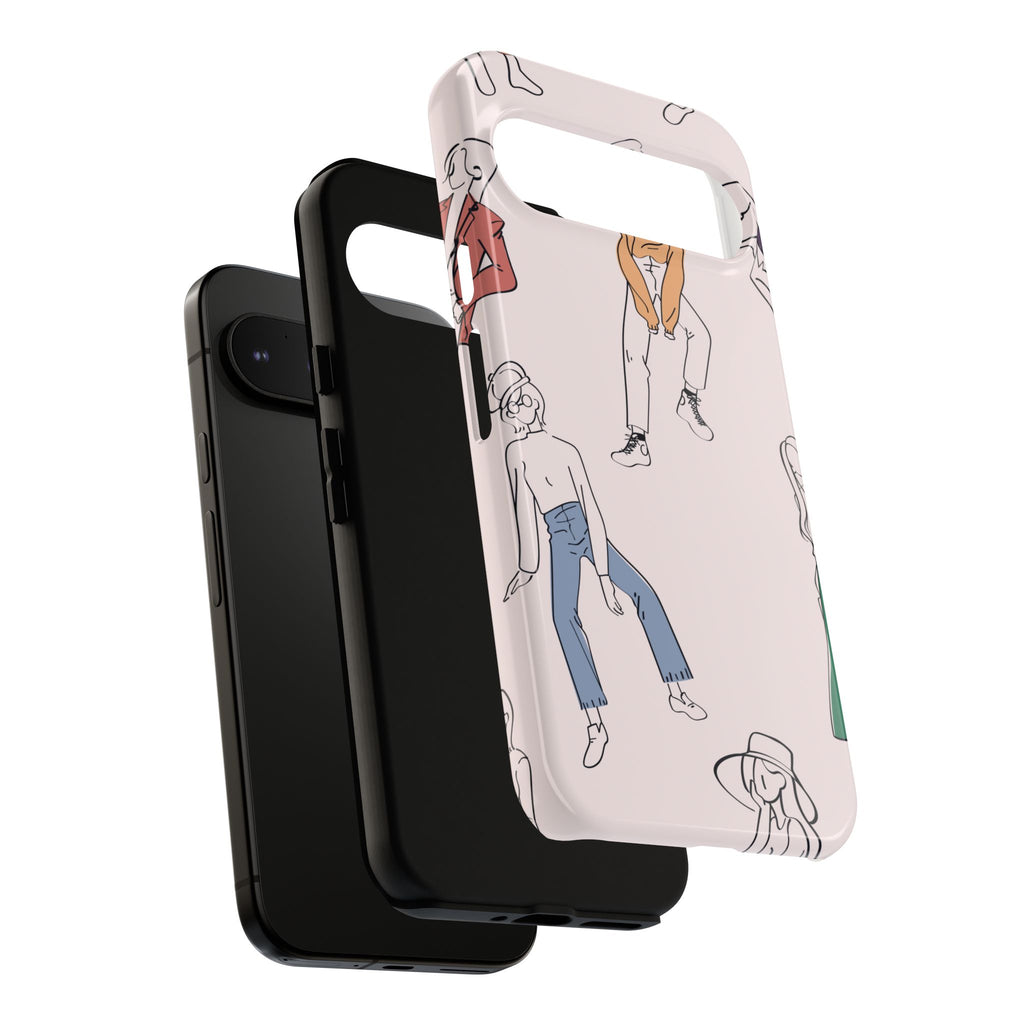 Dancing Women Pattern Phone Case — Chic Pastel Protective Phone Cover