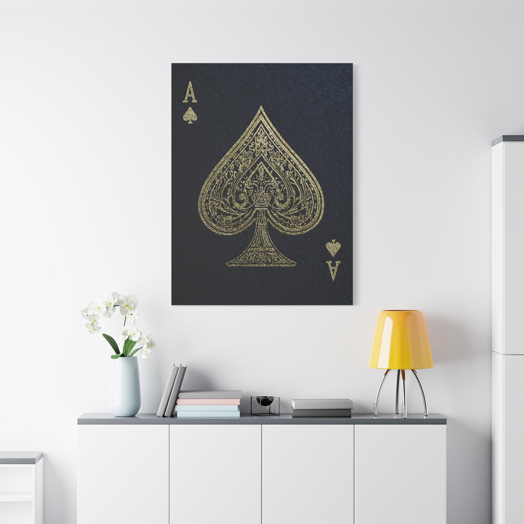 Ace of Spades Gold Foil Canvas Art – Playing Card Wall Decor