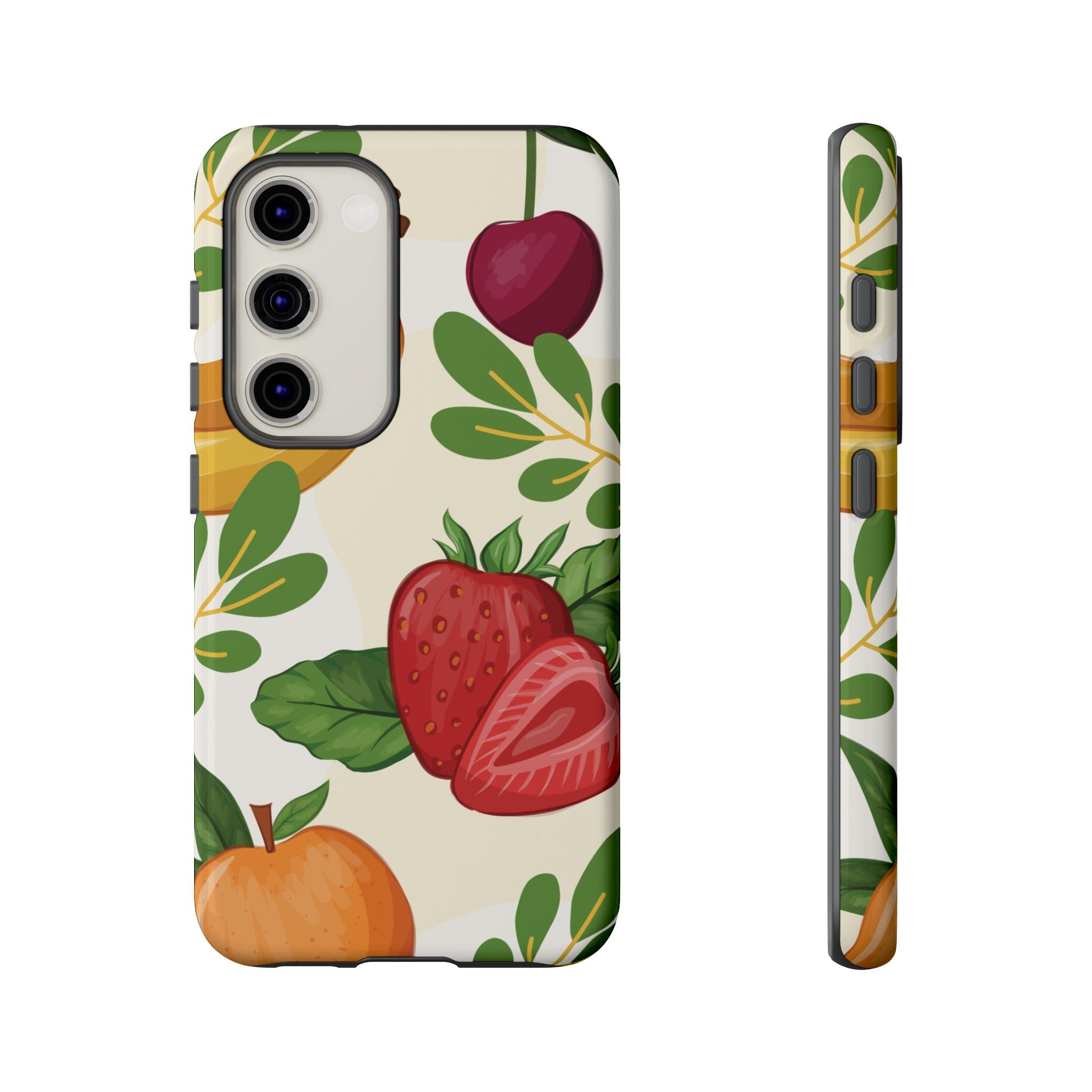 Fruit Pattern Tough Case — Floral Strawberry & Banana Phone Cover
