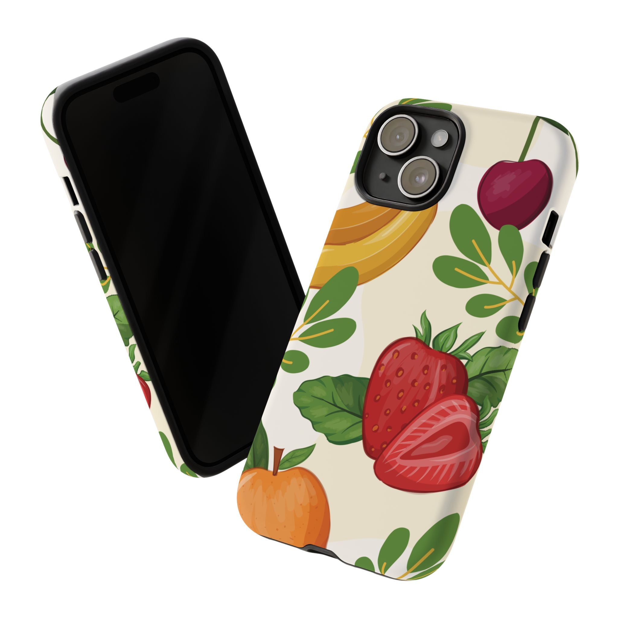 Fruit Pattern Tough Case — Floral Strawberry & Banana Phone Cover