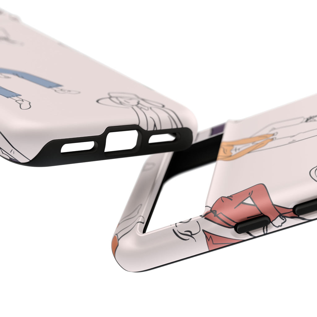Dancing Women Pattern Phone Case — Chic Pastel Protective Phone Cover