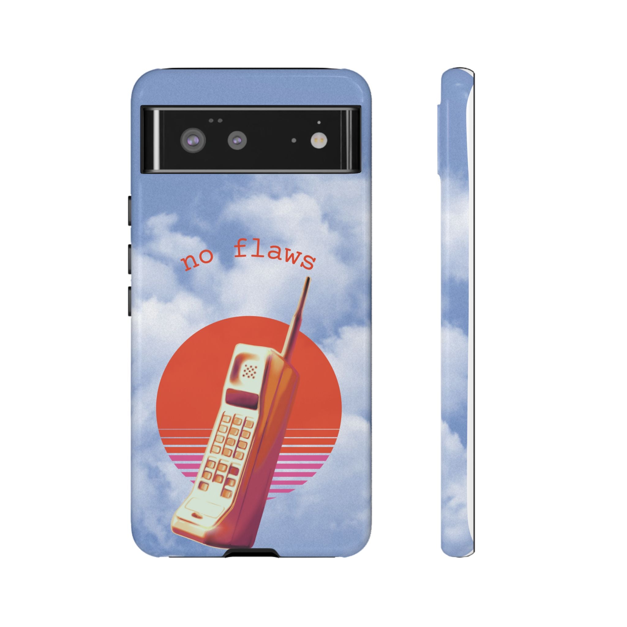 Retro “No Flaws” Phone Tough Case — Vintage 90s Aesthetic Protective Phone Case