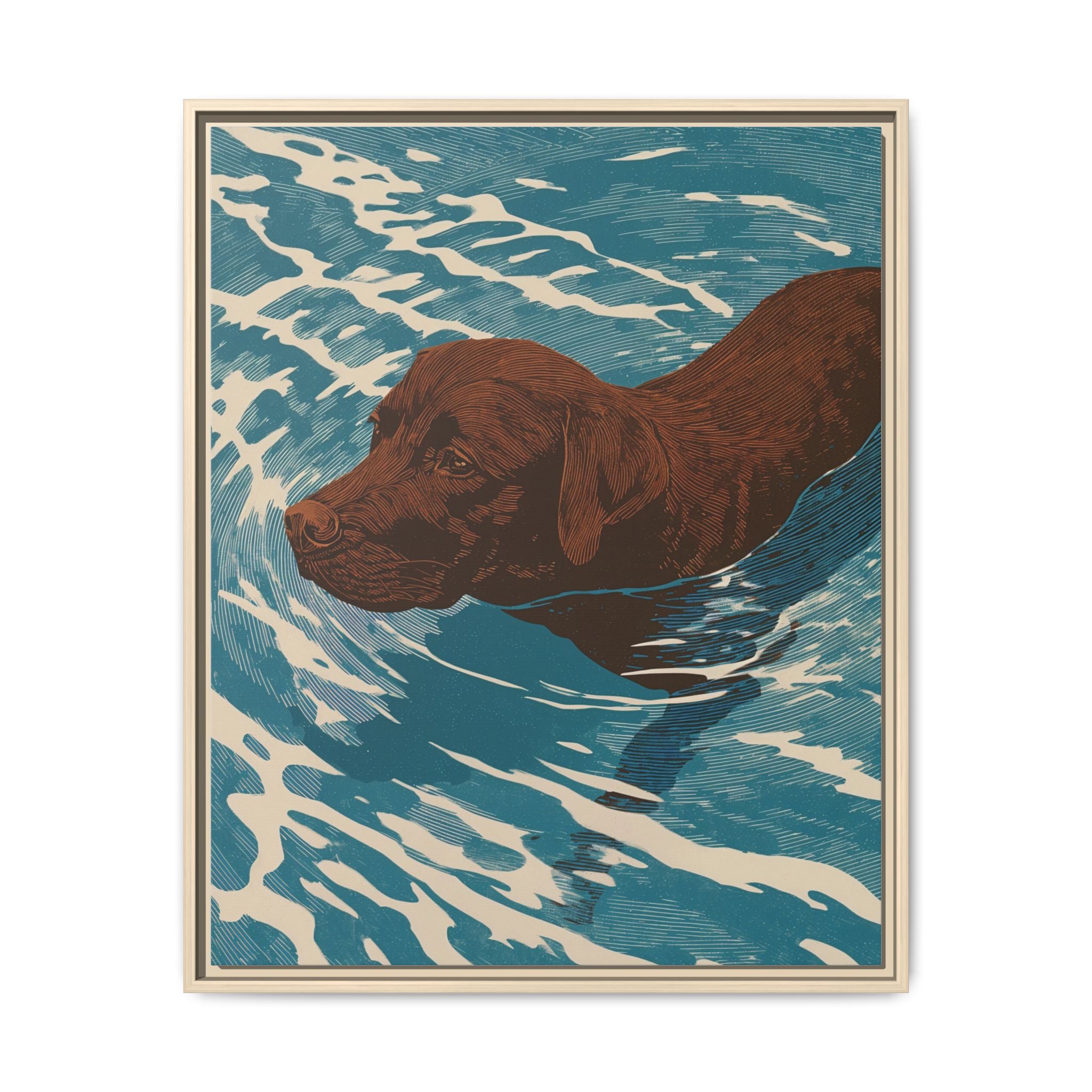 Swimming Chocolate Lab