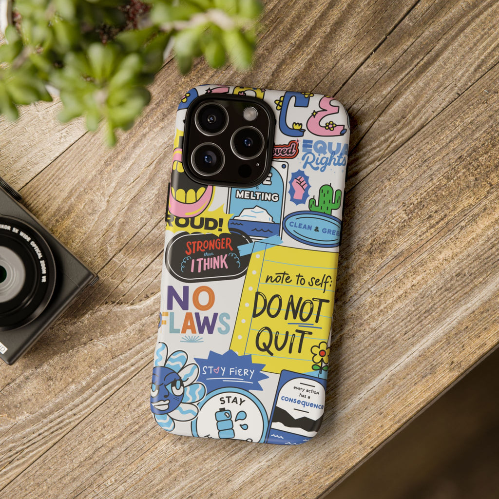 Sticker Collage Phone Case — Motivational "Do Not Quit" Protective Cover