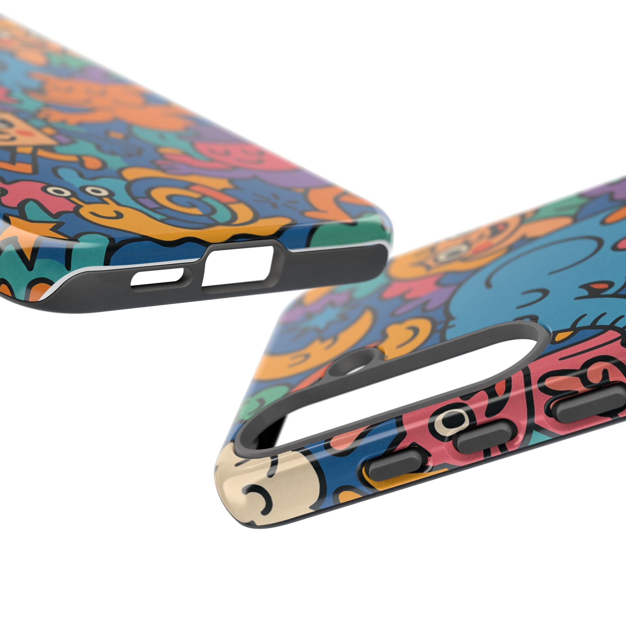 Colorful Doodle Phone Case — Cute Cartoon Animals & Characters