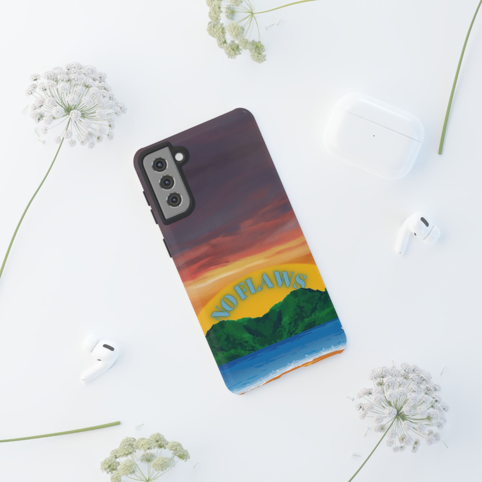 Sunset 'No Flaws' Tough Phone Case — Tropical Beach Protective Cover