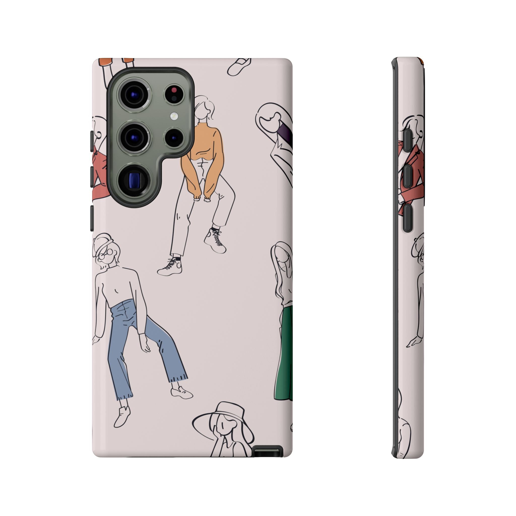 Dancing Women Pattern Phone Case — Chic Pastel Protective Phone Cover
