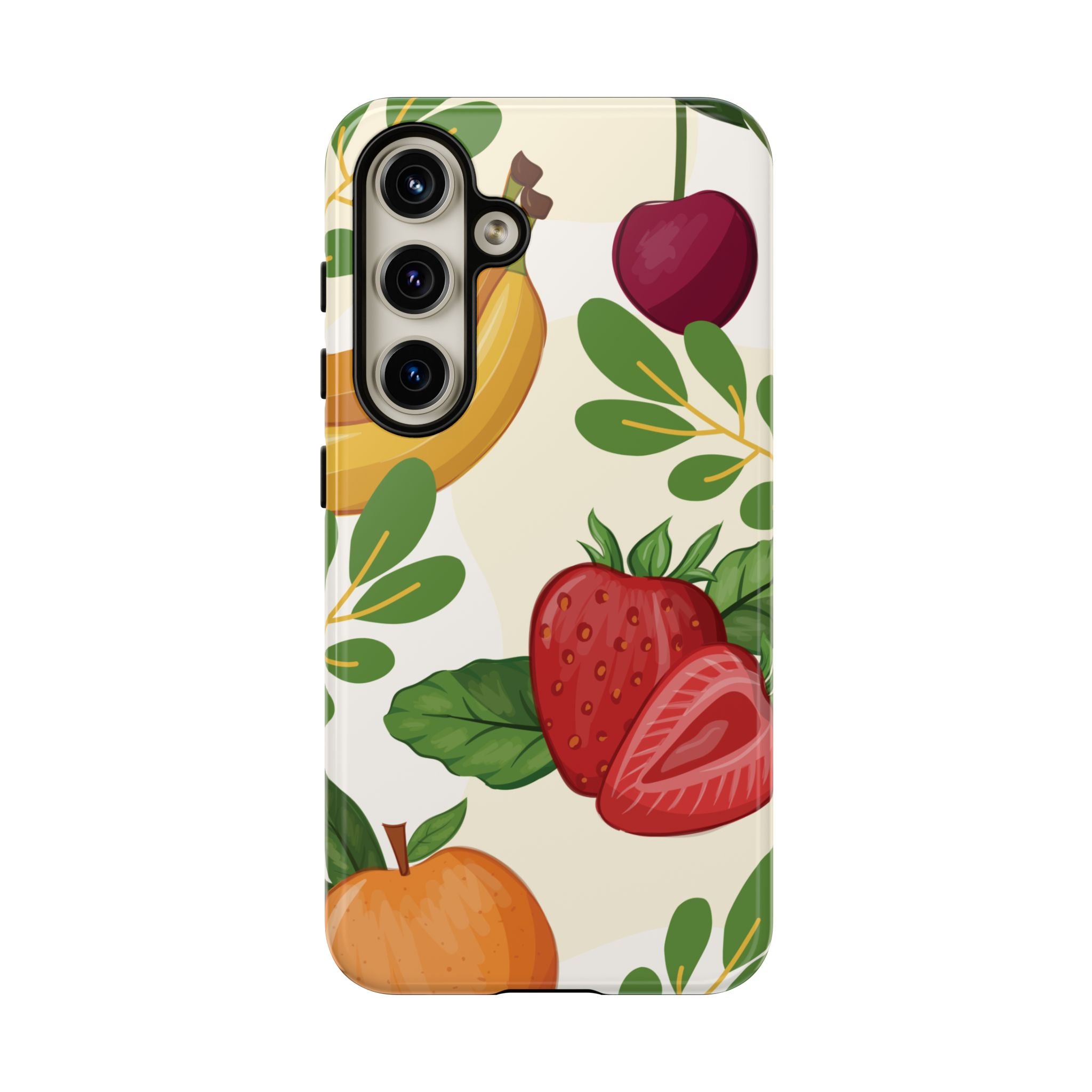 Fruit Pattern Tough Case — Floral Strawberry & Banana Phone Cover