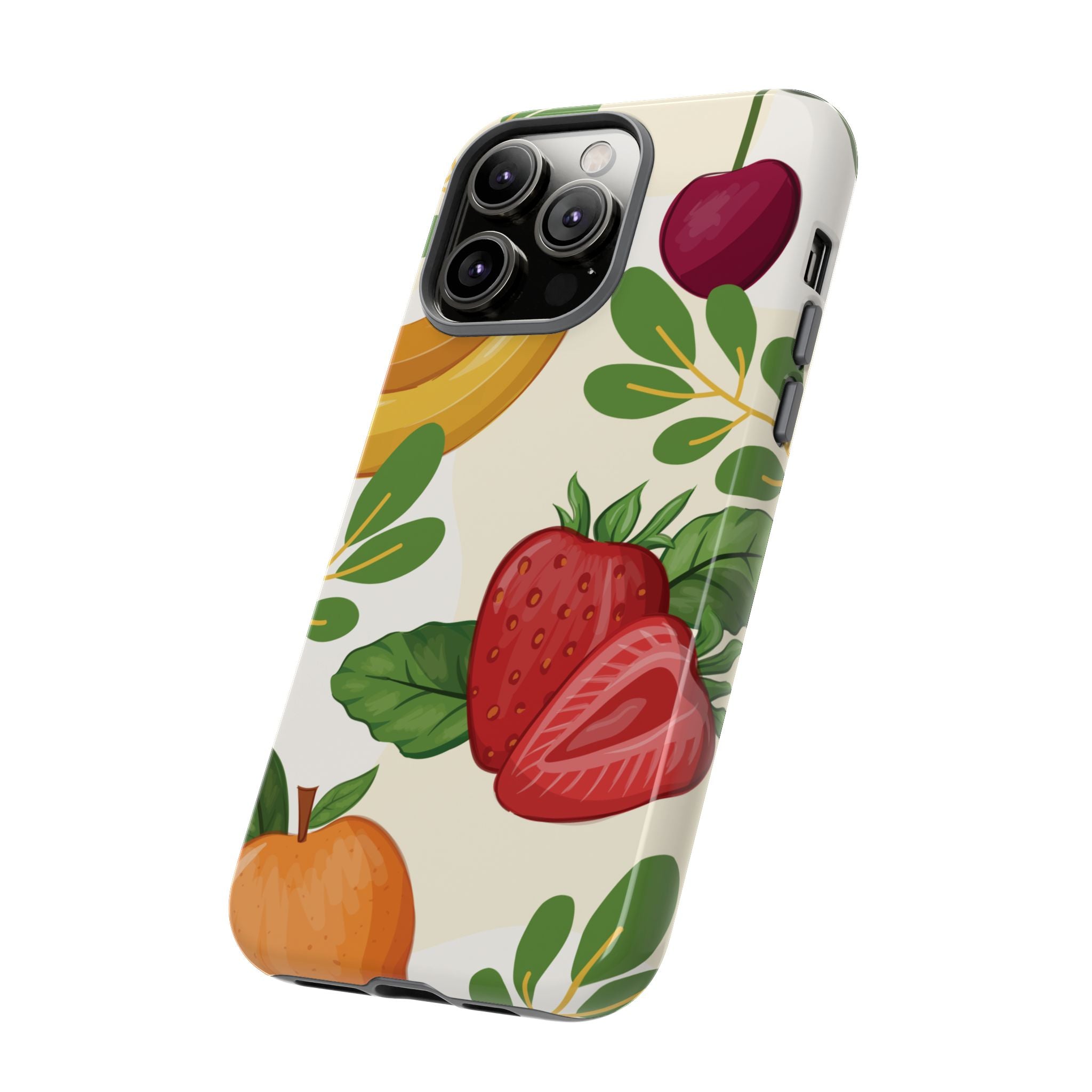 Fruit Pattern Tough Case — Floral Strawberry & Banana Phone Cover