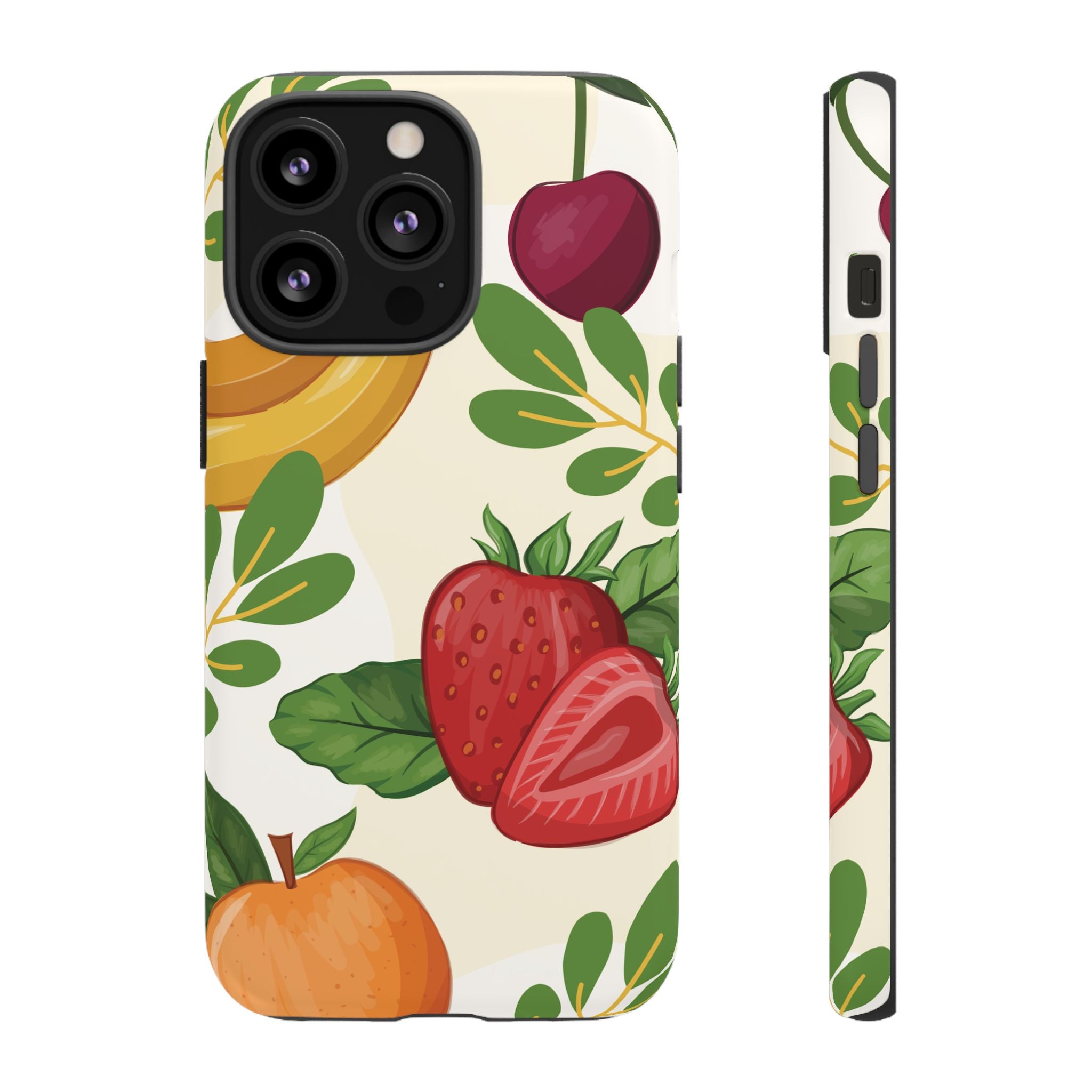 Fruit Pattern Tough Case — Floral Strawberry & Banana Phone Cover