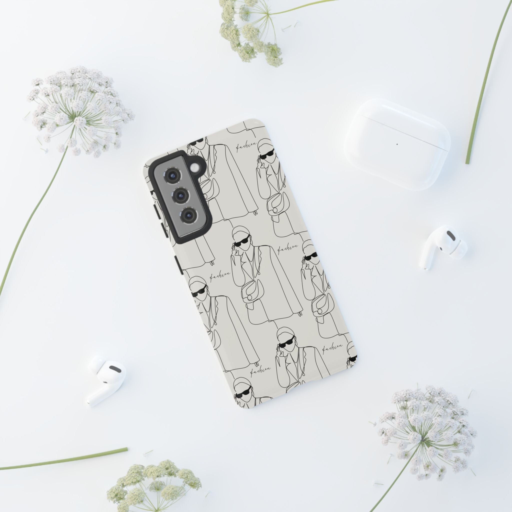 Fashion Sketch Phone Case — Minimalist Chic Designer Pattern