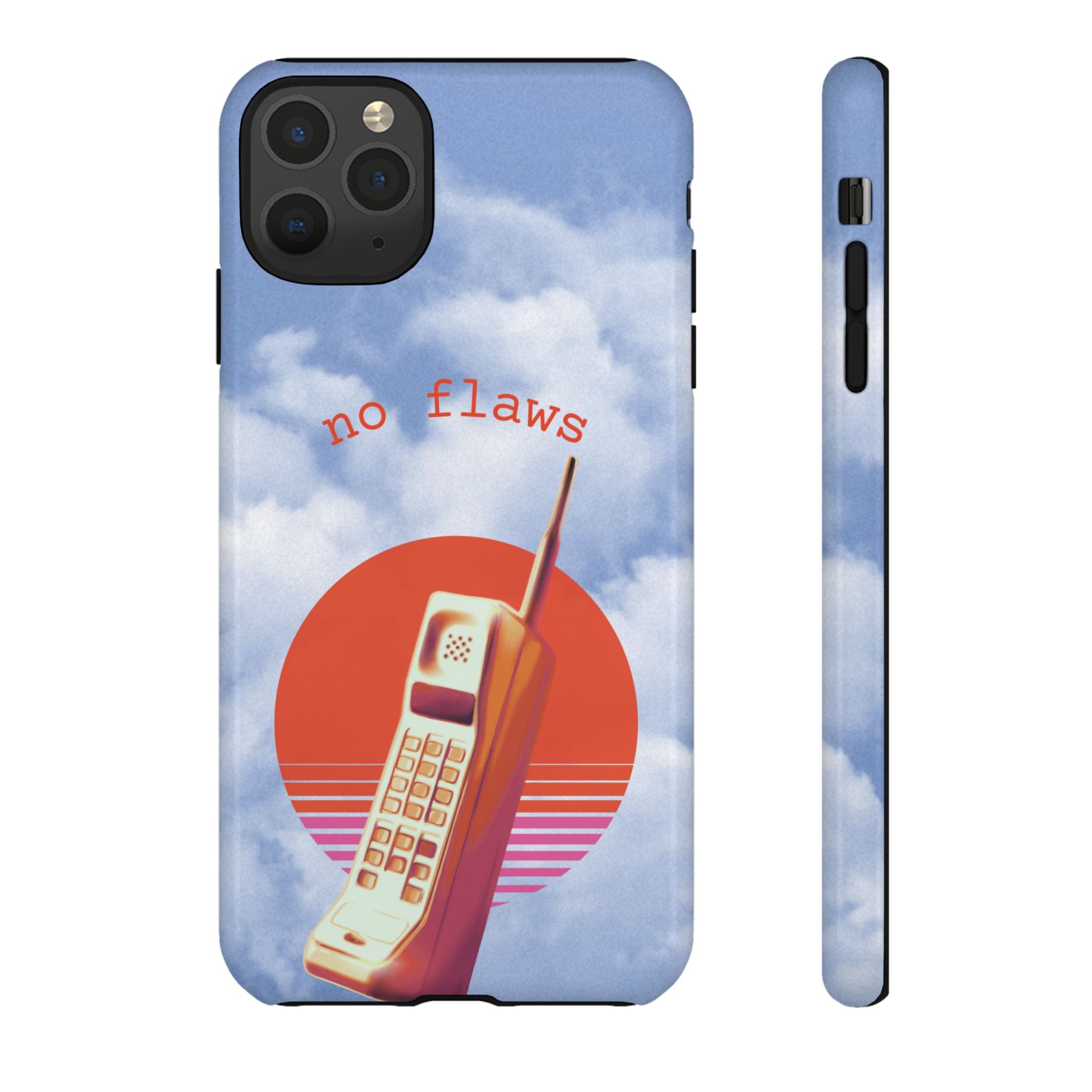 Retro “No Flaws” Phone Tough Case — Vintage 90s Aesthetic Protective Phone Case