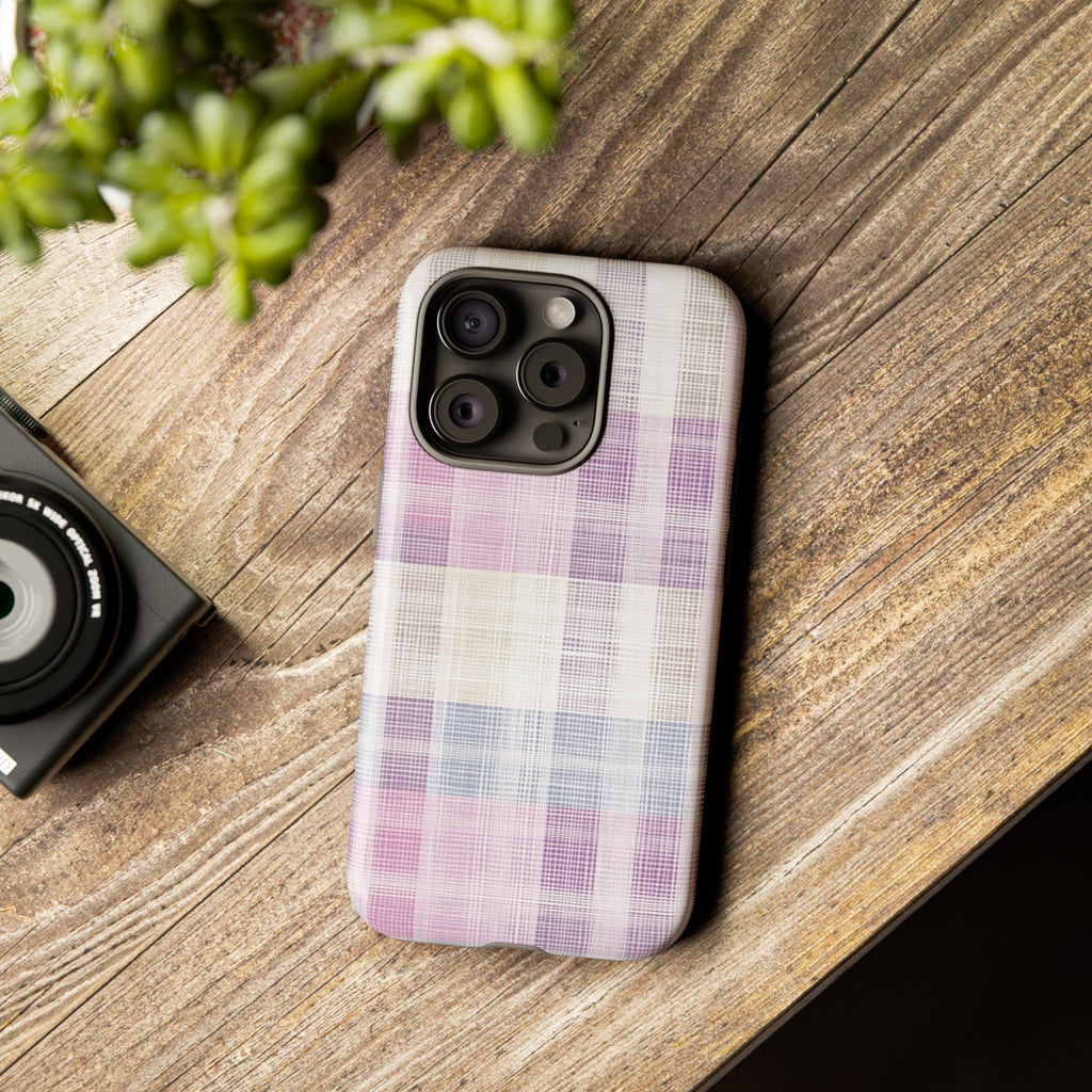 Pink Plaid Phone Case, Trendy Accessories, Birthday, Everyday Use, Tough Cases