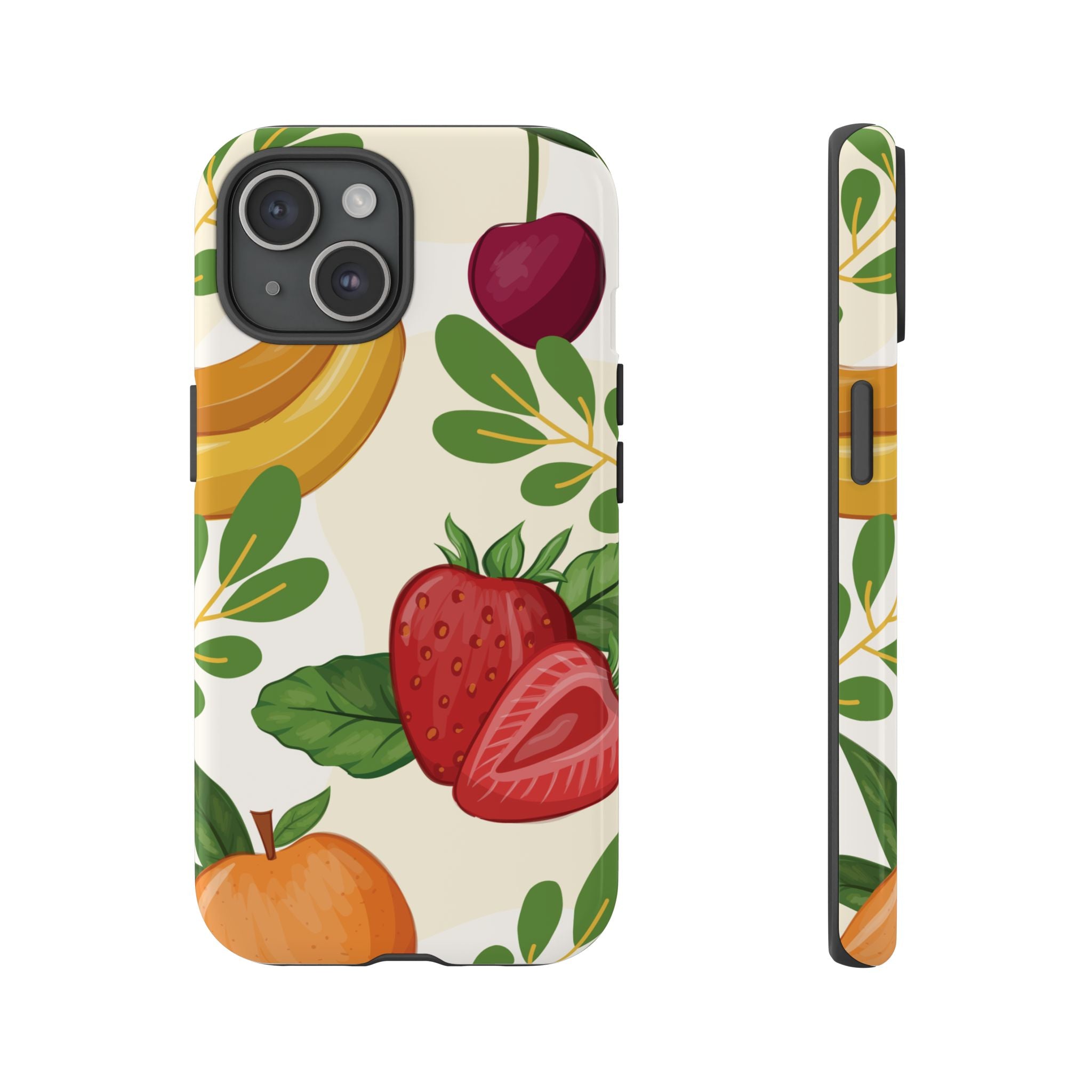 Fruit Pattern Tough Case — Floral Strawberry & Banana Phone Cover