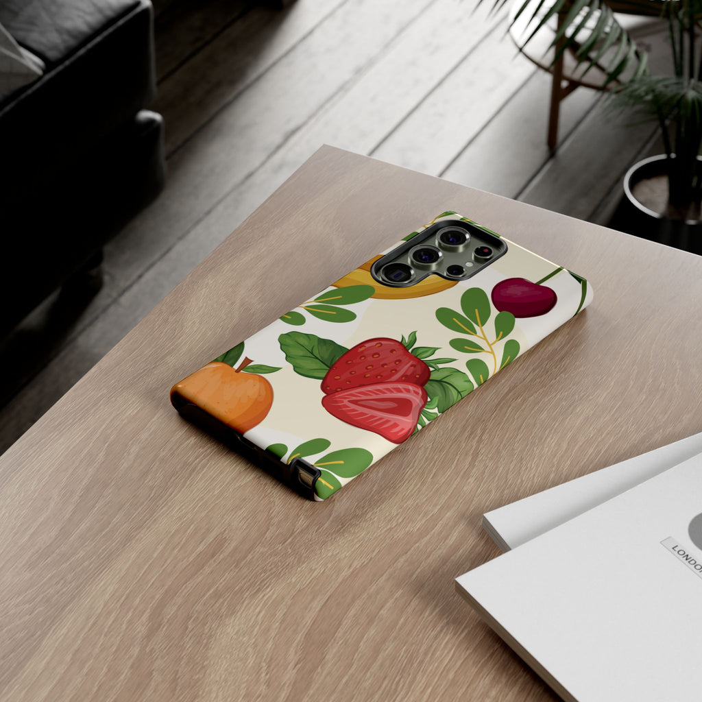 Fruit Pattern Tough Case — Floral Strawberry & Banana Phone Cover