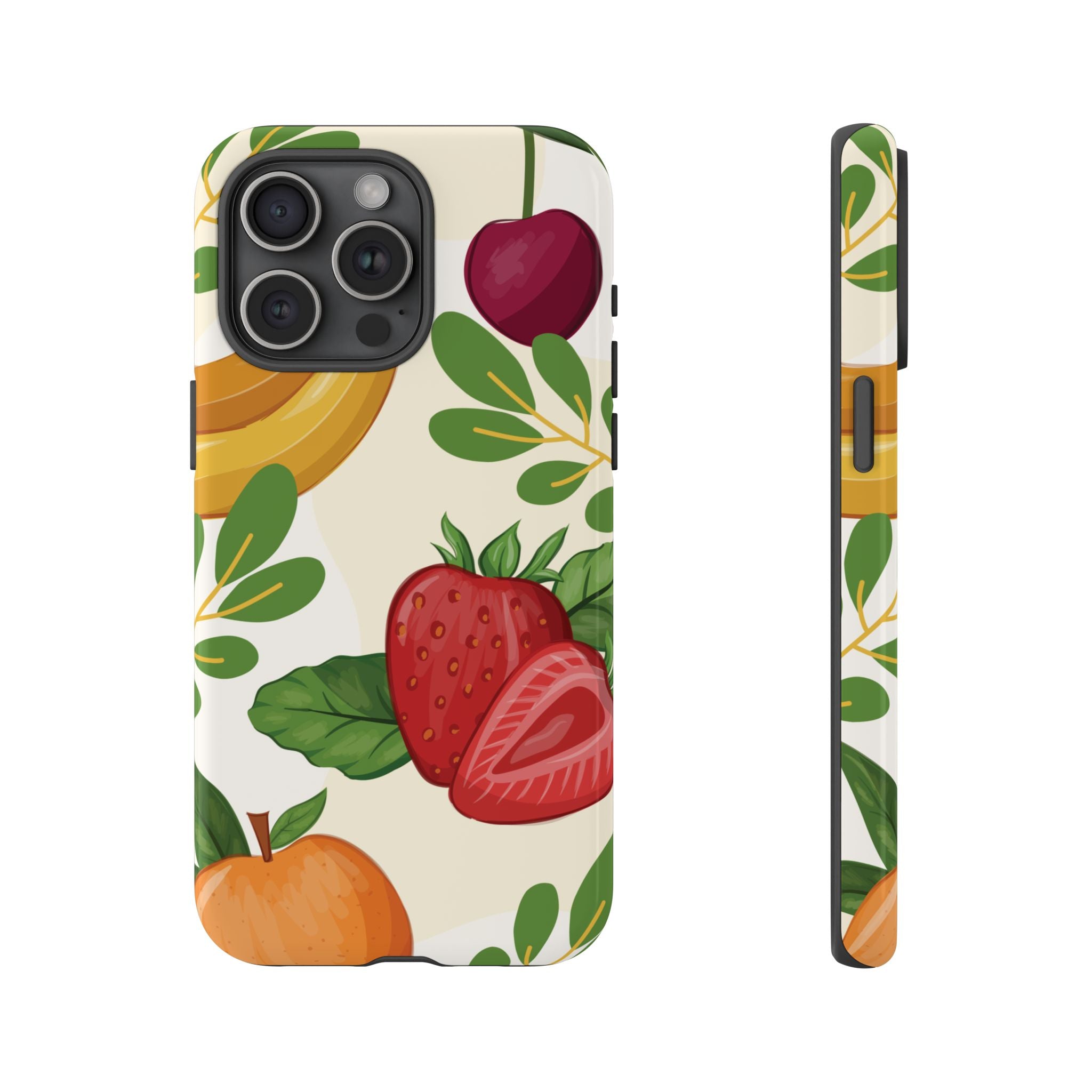 Fruit Pattern Tough Case — Floral Strawberry & Banana Phone Cover