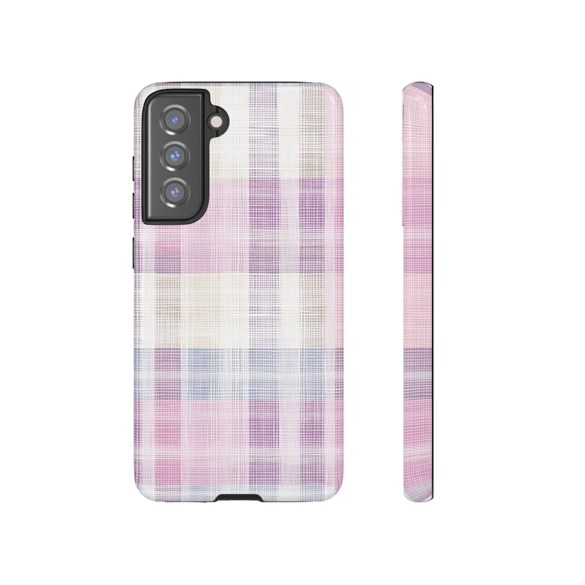 Pink Plaid Phone Case, Trendy Accessories, Birthday, Everyday Use, Tough Cases