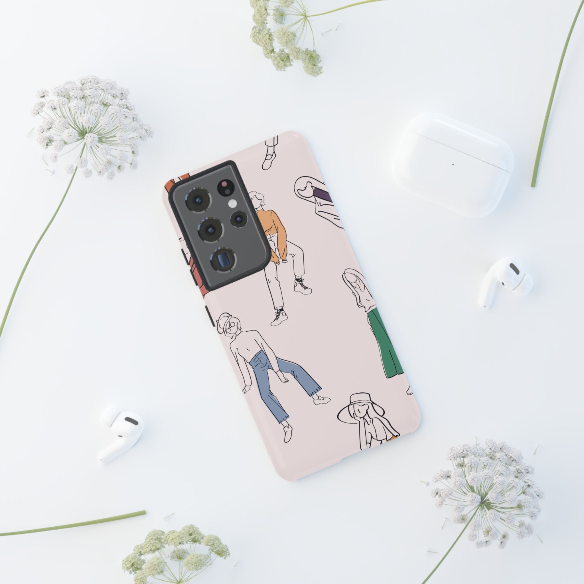 Dancing Women Pattern Phone Case — Chic Pastel Protective Phone Cover