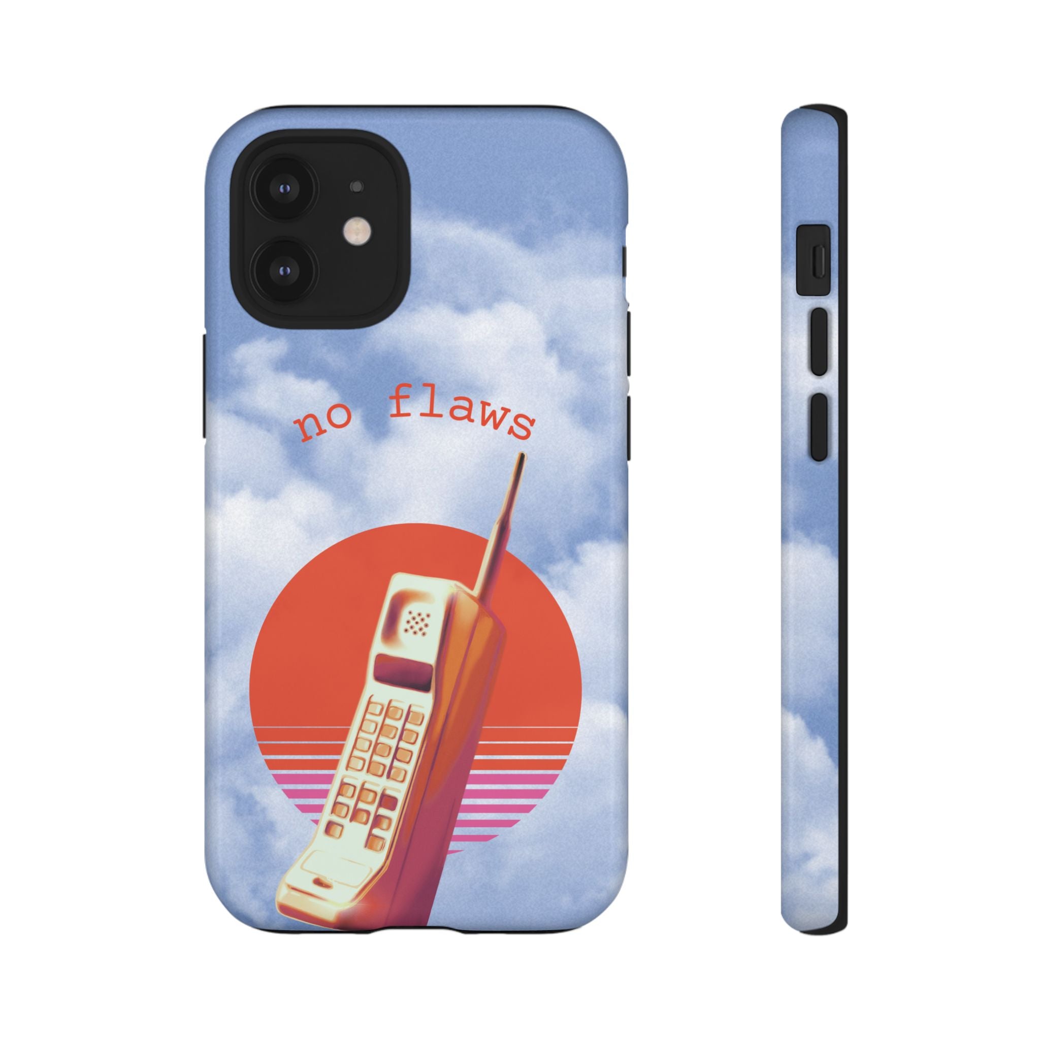 Retro “No Flaws” Phone Tough Case — Vintage 90s Aesthetic Protective Phone Case