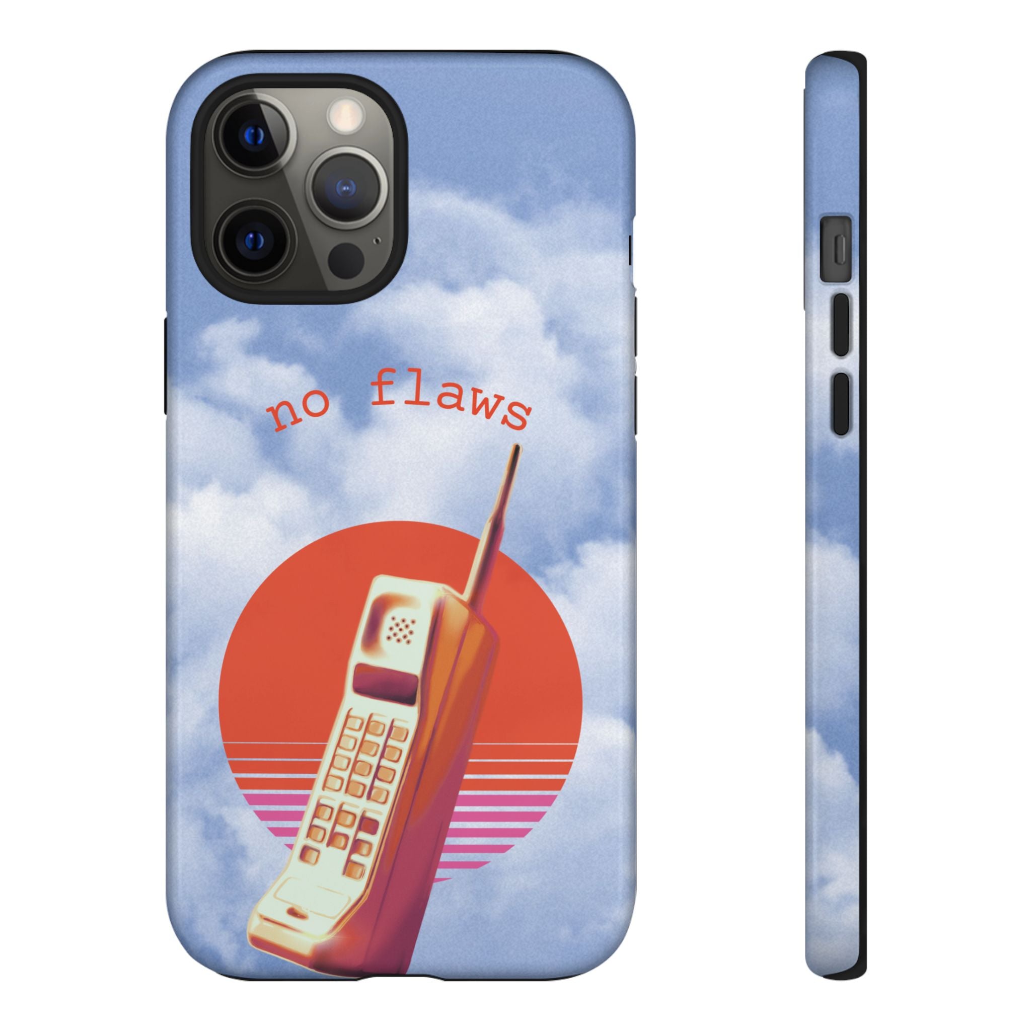 Retro “No Flaws” Phone Tough Case — Vintage 90s Aesthetic Protective Phone Case
