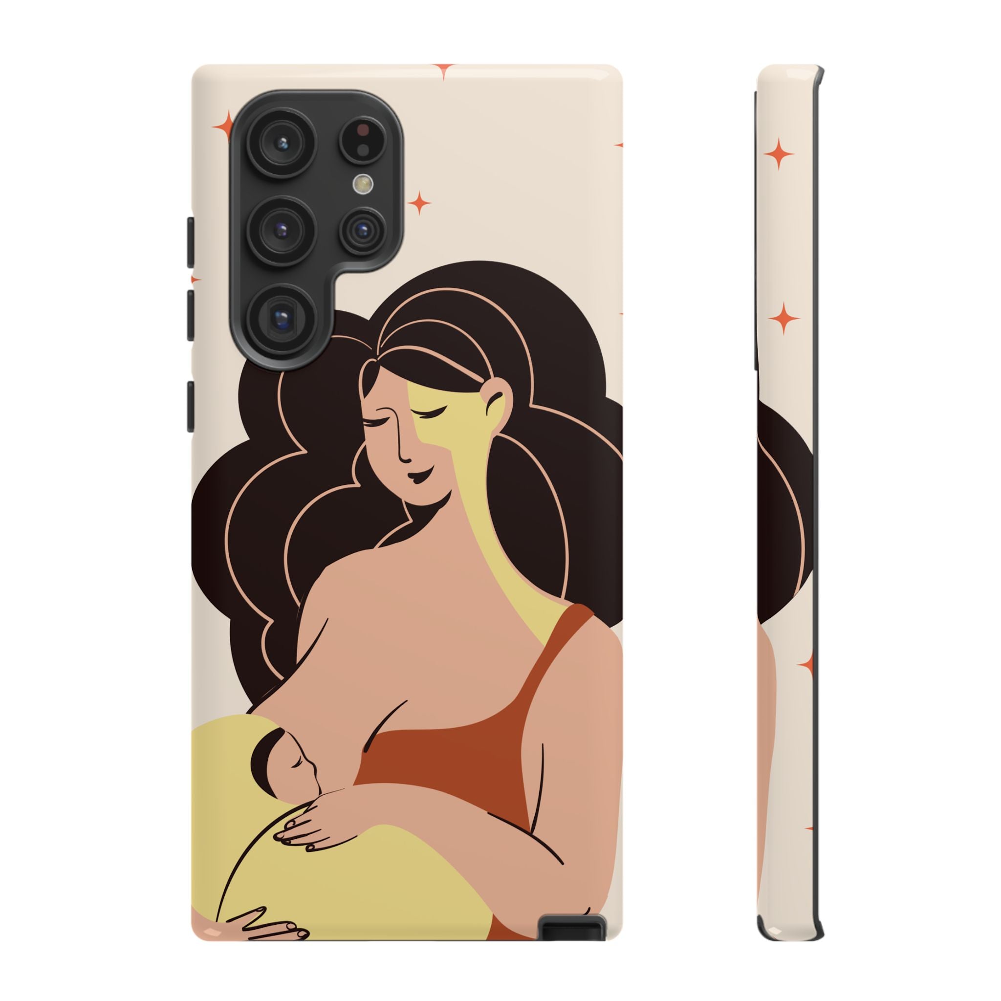 Mother Nursing Baby Illustration, Soft Pastel Mom & Child Protective Cover