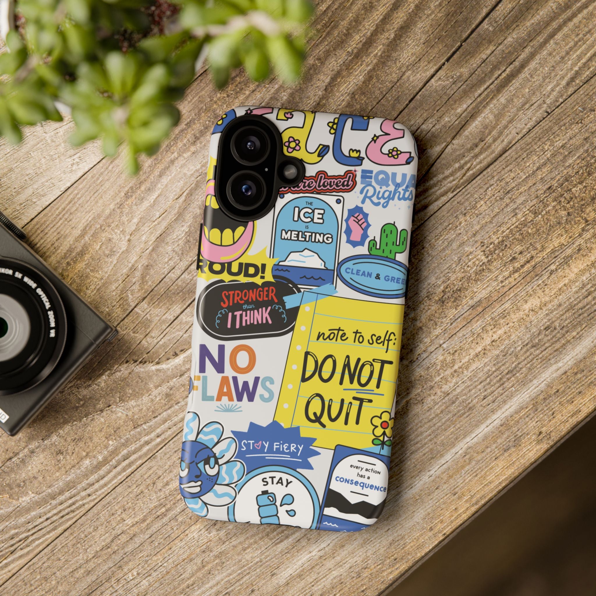 Sticker Collage Phone Case — Motivational "Do Not Quit" Protective Cover