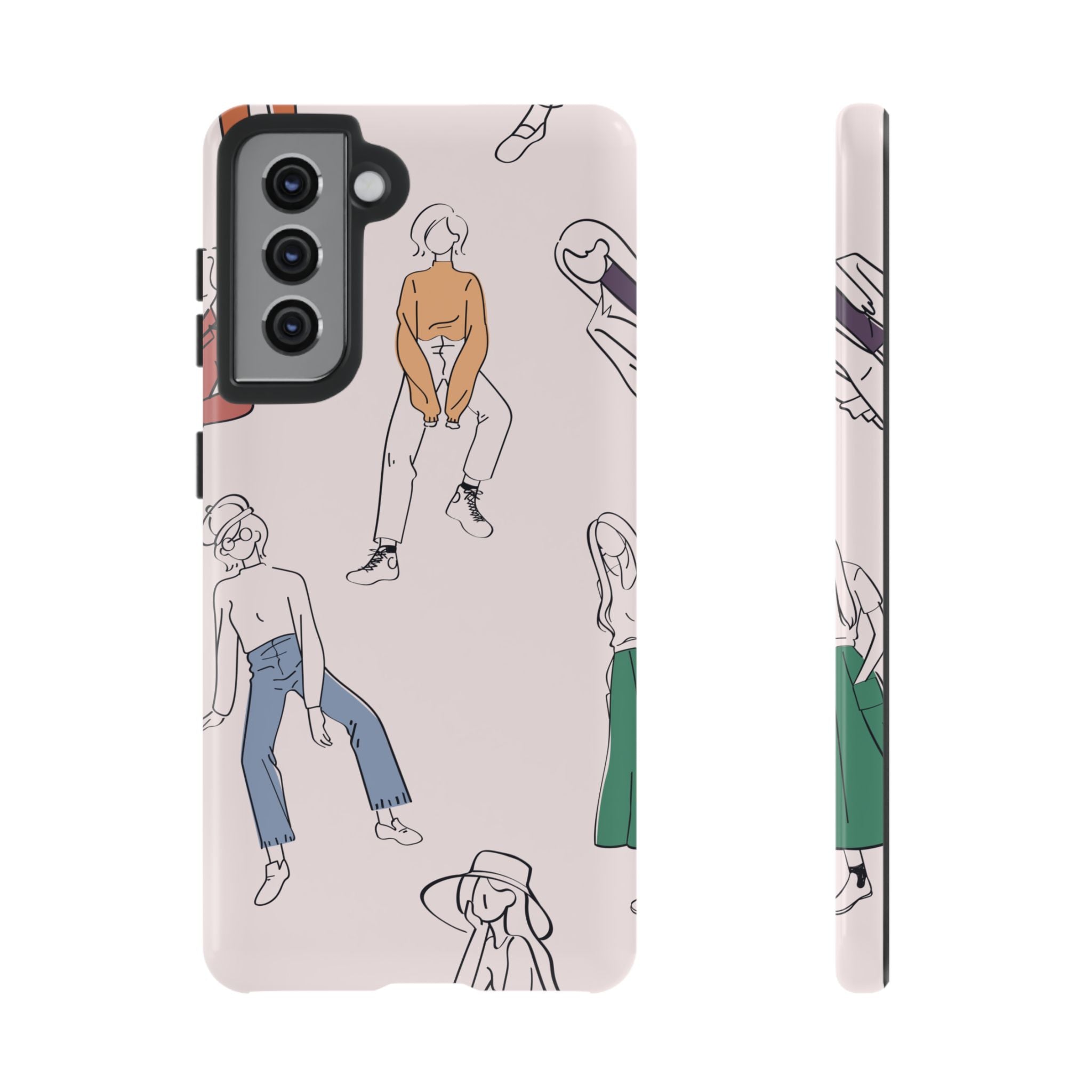 Dancing Women Pattern Phone Case — Chic Pastel Protective Phone Cover