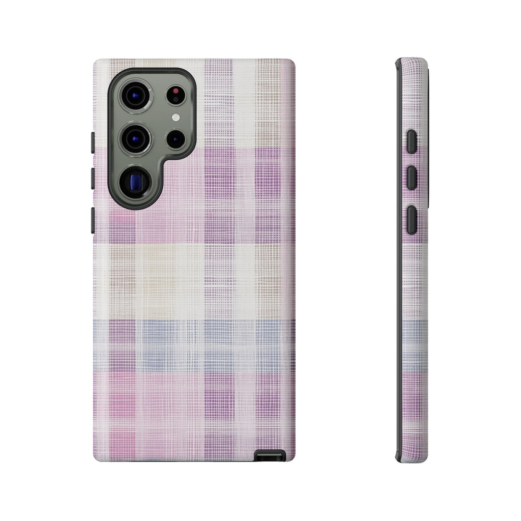 Pink Plaid Phone Case, Trendy Accessories, Birthday, Everyday Use, Tough Cases