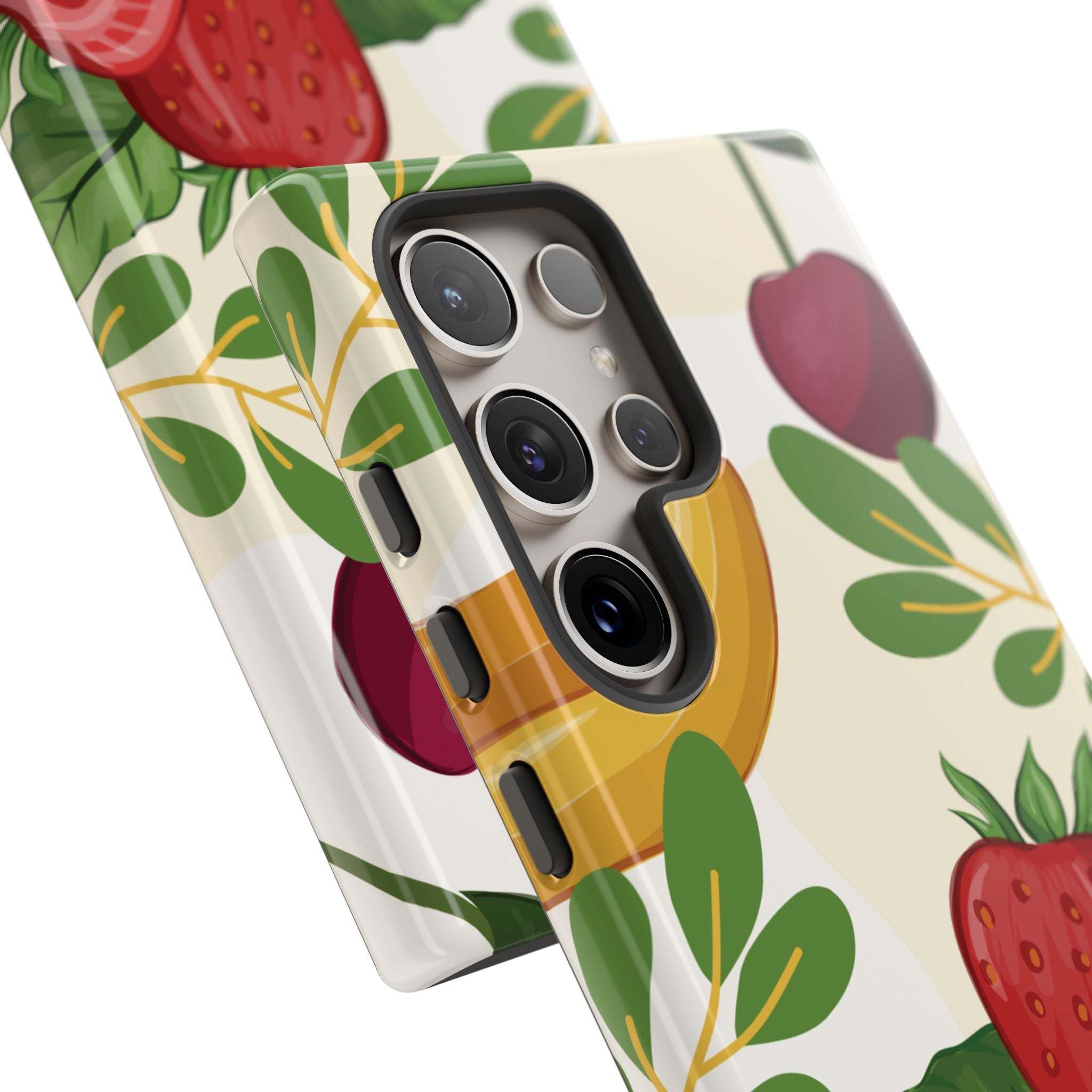 Fruit Pattern Tough Case — Floral Strawberry & Banana Phone Cover