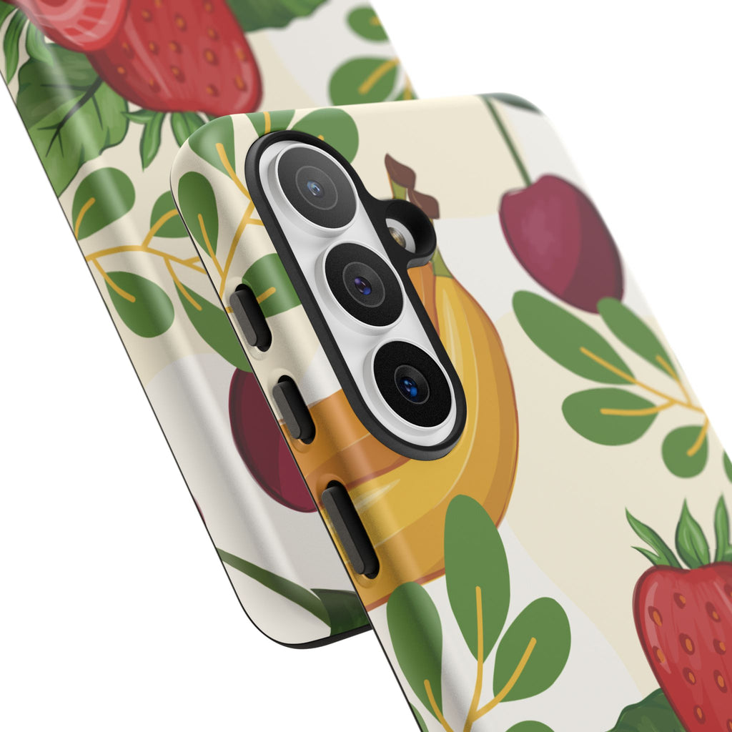 Fruit Pattern Tough Case — Floral Strawberry & Banana Phone Cover