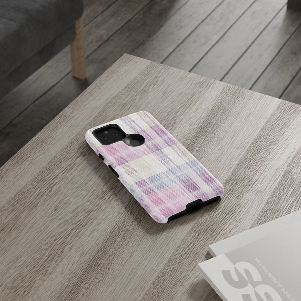 Pink Plaid Phone Case, Trendy Accessories, Birthday, Everyday Use, Tough Cases