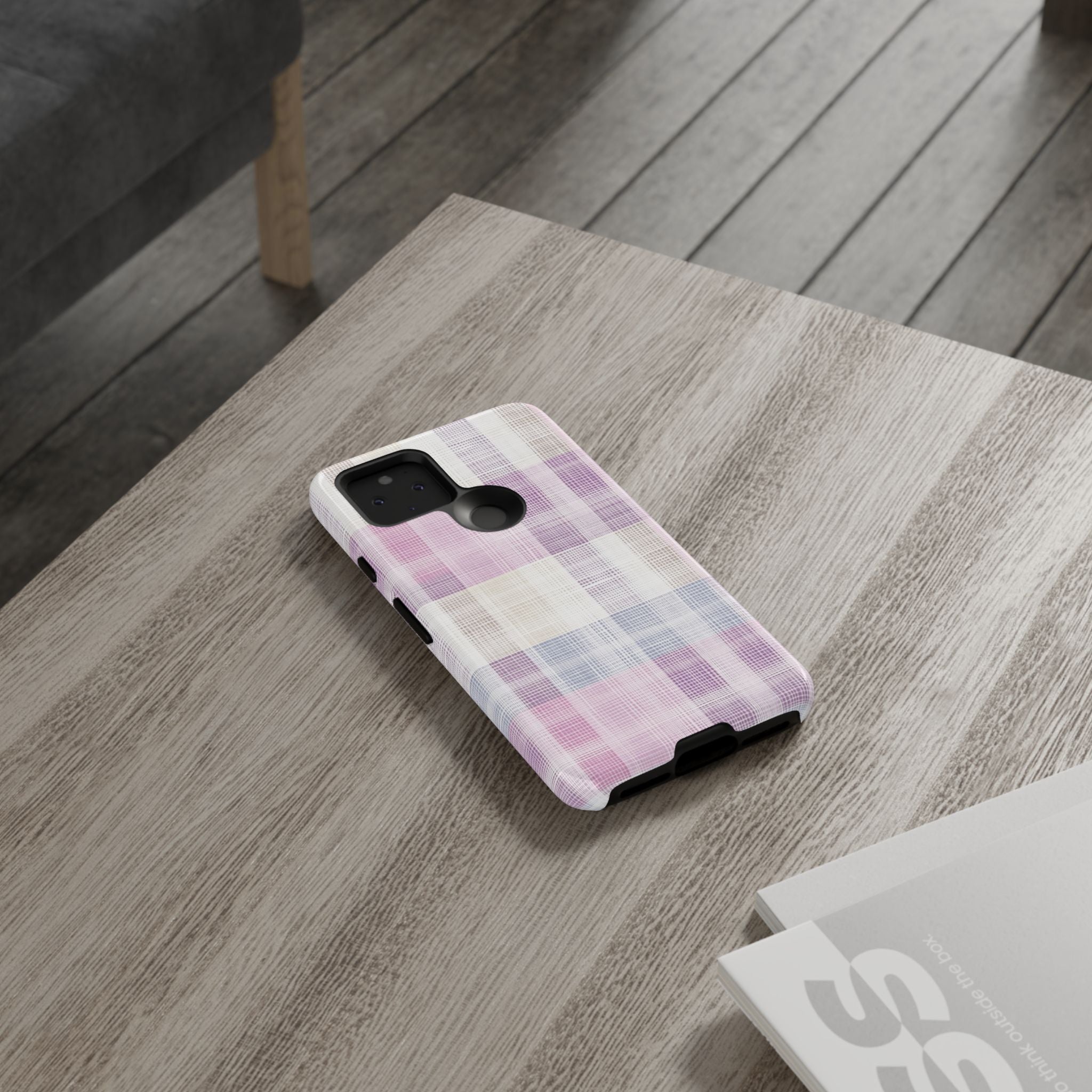 Pink Plaid Phone Case, Trendy Accessories, Birthday, Everyday Use, Tough Cases
