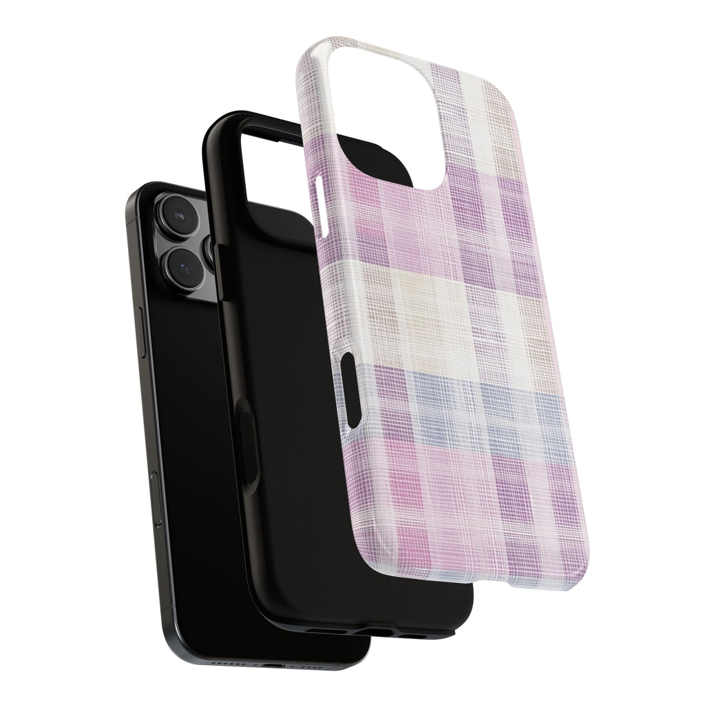 Pink Plaid Phone Case, Trendy Accessories, Birthday, Everyday Use, Tough Cases