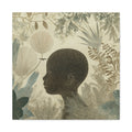 Matte Canvas Art – Silhouette Child in Botanical Dream (Stretched)