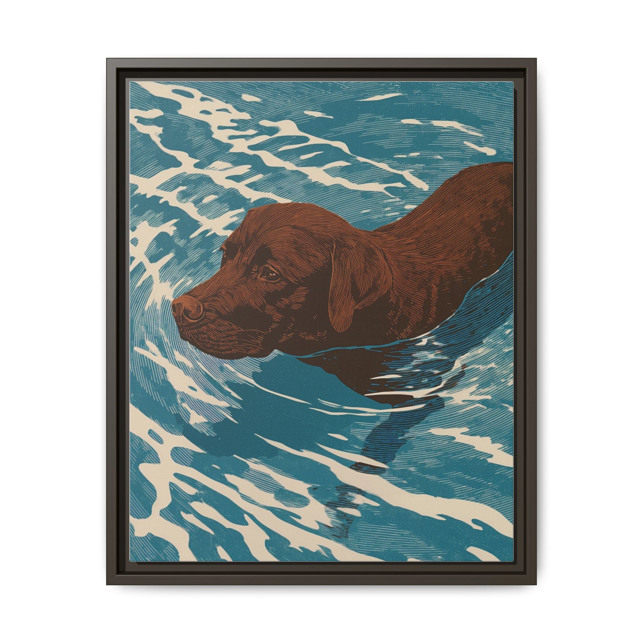 Swimming Chocolate Lab