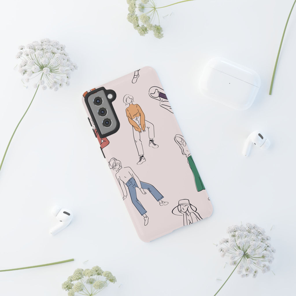 Dancing Women Pattern Phone Case — Chic Pastel Protective Phone Cover