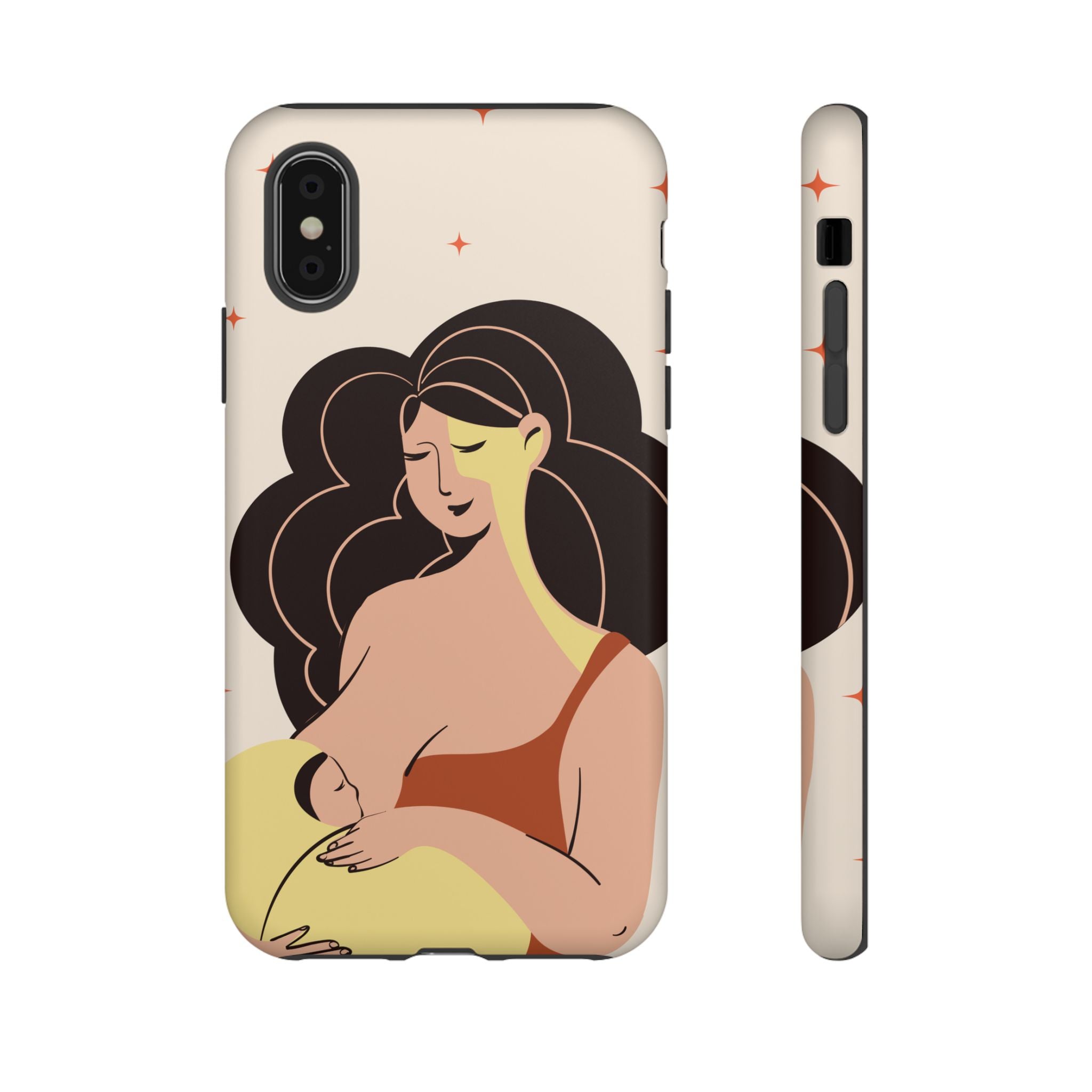 Mother Nursing Baby Illustration, Soft Pastel Mom & Child Protective Cover