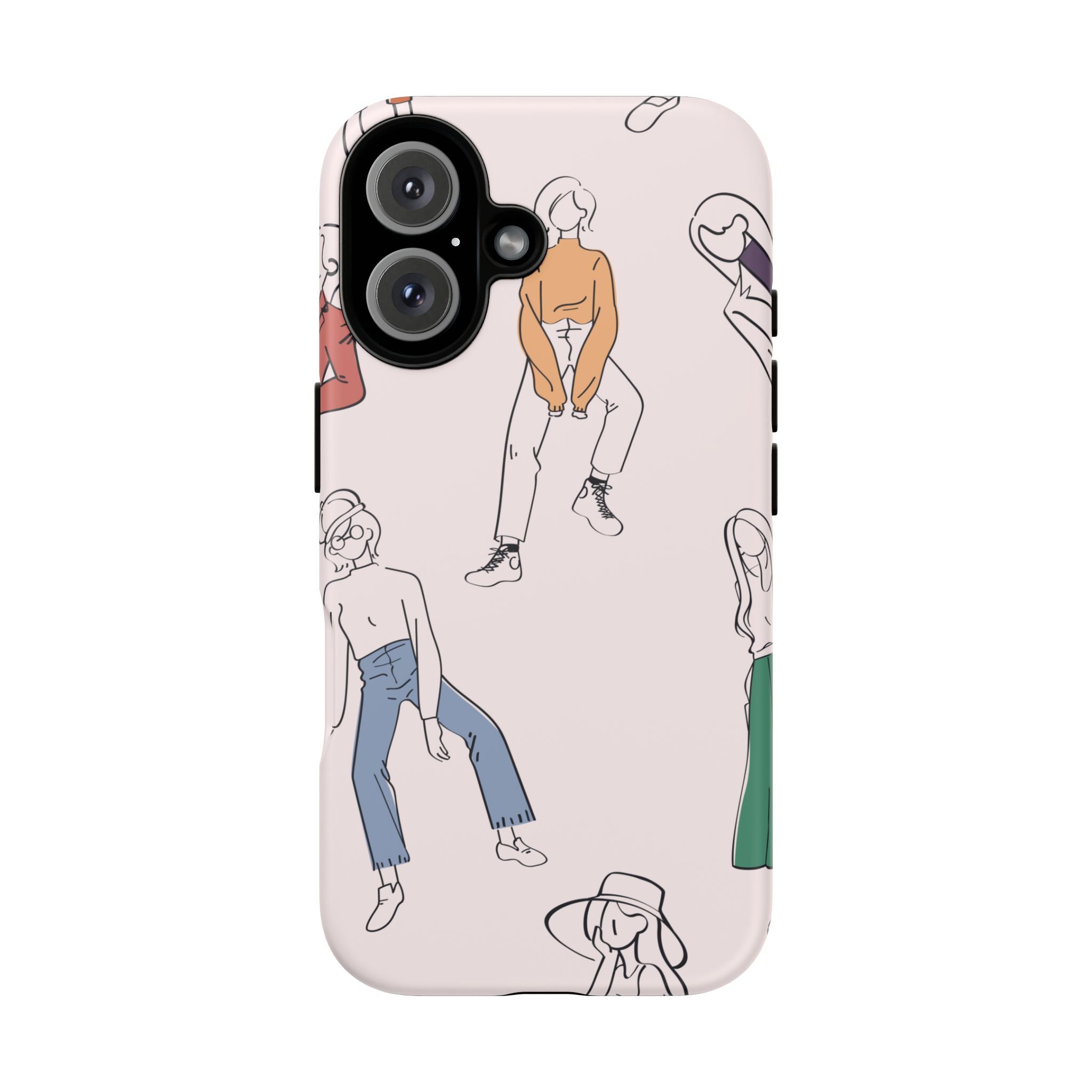 Dancing Women Pattern Phone Case — Chic Pastel Protective Phone Cover