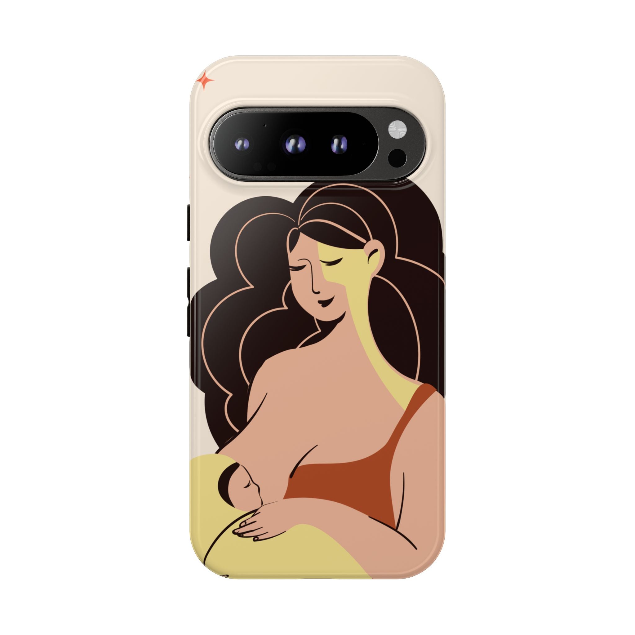 Mother Nursing Baby Illustration, Soft Pastel Mom & Child Protective Cover