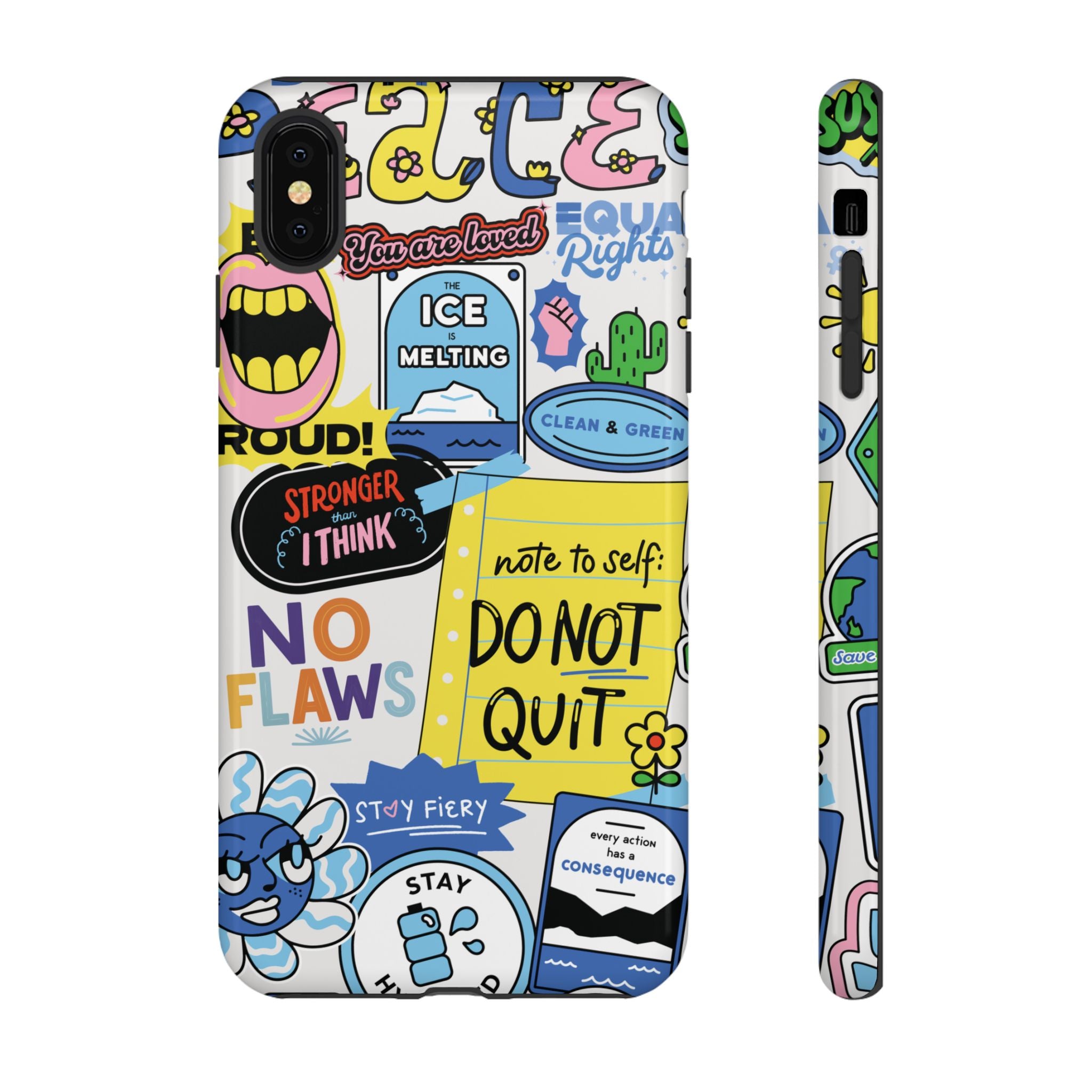 Sticker Collage Phone Case — Motivational "Do Not Quit" Protective Cover